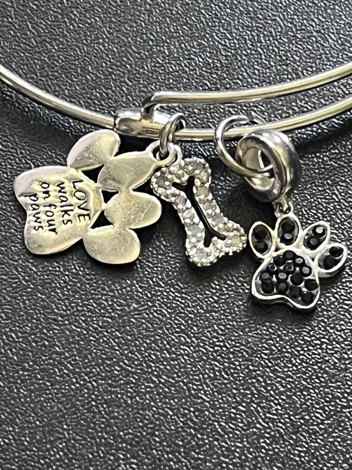 Other 925 sterling silver expandable bangle with bone paw charms Size ONE SIZE - 2 Thumbnail