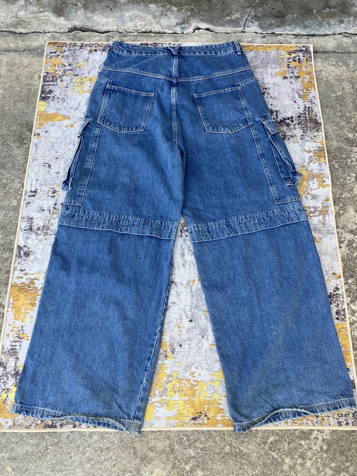 If Six Was Nine 🔥 Super Sick🔥 ZARA Baggy Denim Cargo Trousers Utility Pocket Size US 35 - 7 Thumbnail