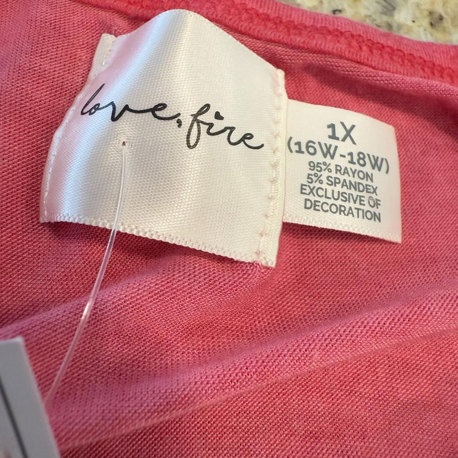 Other Love Fire pinkish red tunic top mini dress plus SZ 1X Size XL / US 12-14 / IT 48-50 - 5 Thumbnail