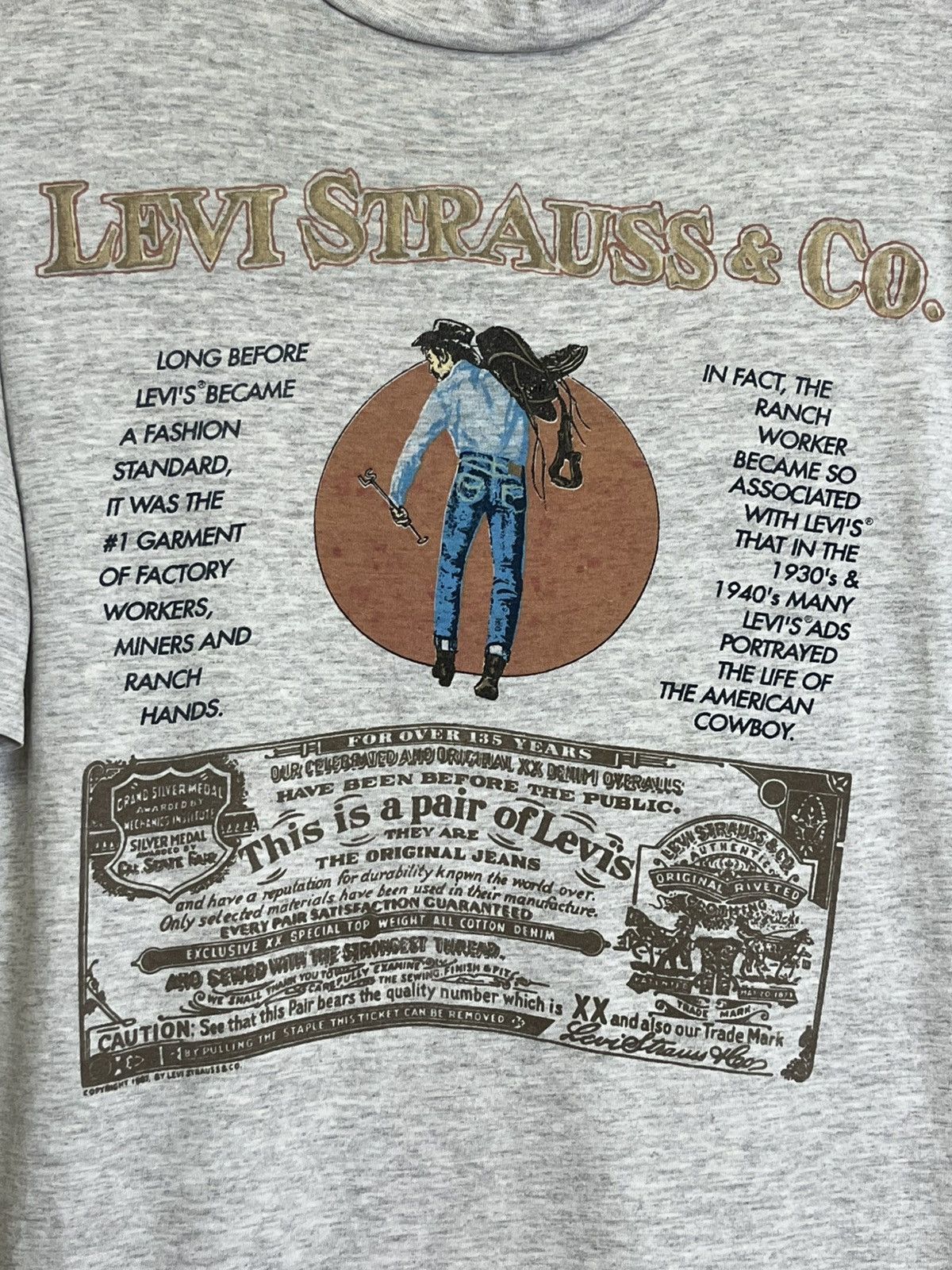 Levi's Vintage Clothing RIP🔥VINTAGE 80s LEVI STRAUSS SADDLE MAN 1987 TEE SHIRT Size US XL / EU 56 / 4 - 3 Thumbnail