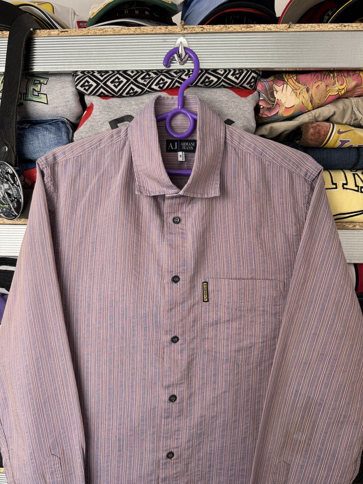 Armani Armani Jeans Striped Shirt Button Up Rayon Size US M / EU 48-50 / 2 - 3 Thumbnail