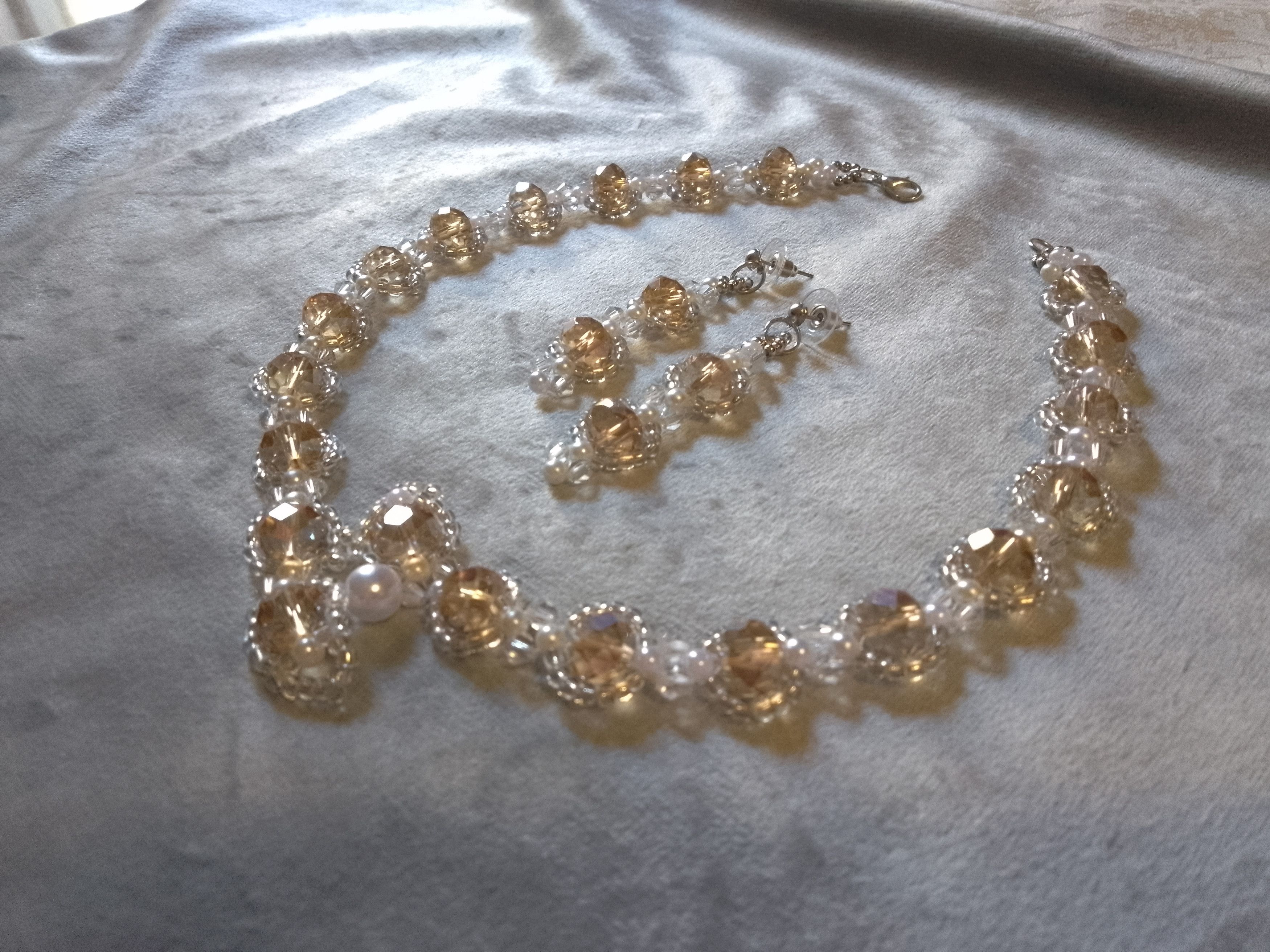 Handmade Necklace earrings Fine crystal+glass Snakish shape. Elegant Size ONE SIZE - 6 Thumbnail