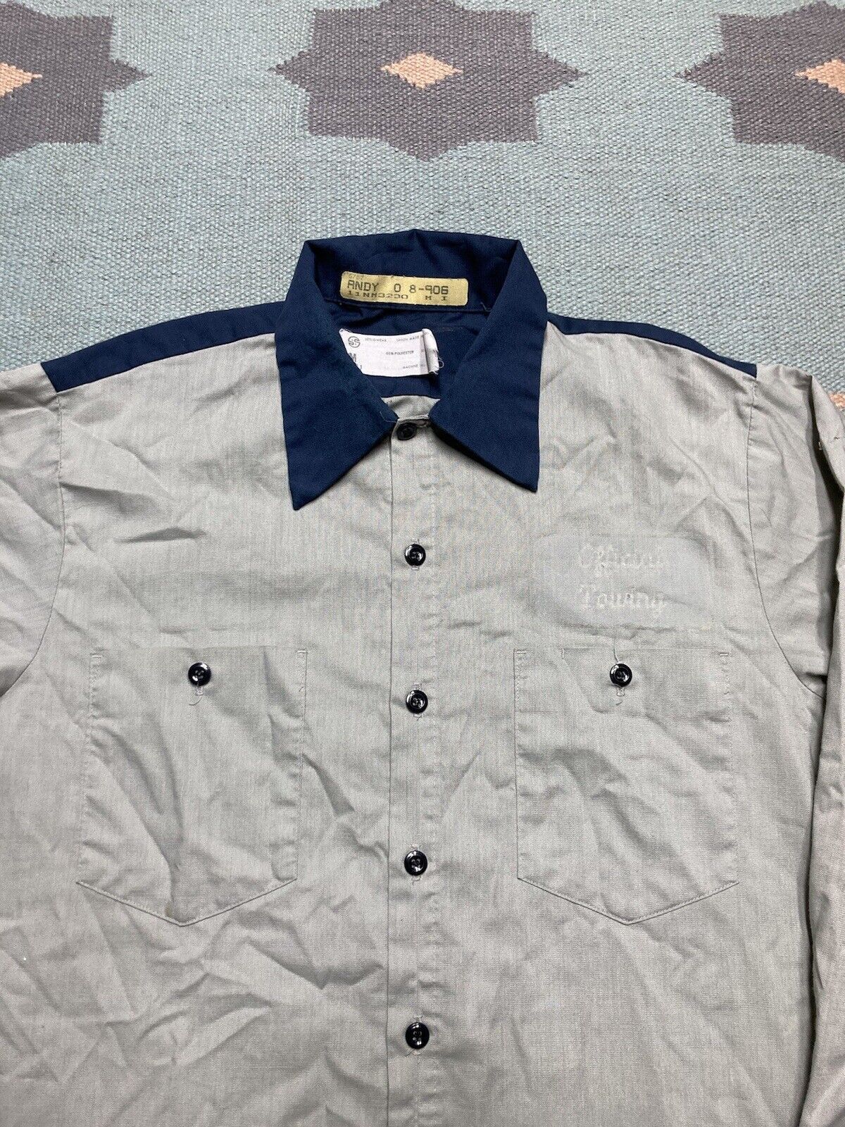 Vintage VTG 70s work shirt button two tone workwear long sleeve M Size US M / EU 48-50 / 2 - 2 Thumbnail