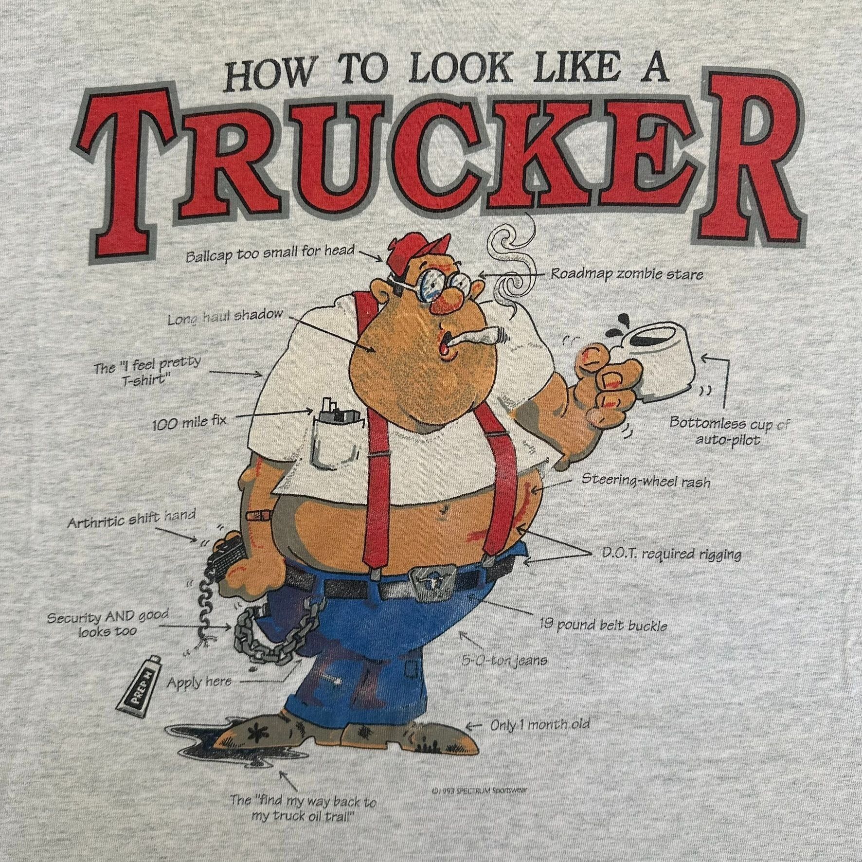 Fruit Of The Loom Vintage 90s Trucker Humor T-Shirt Funny Truck Driver Single Size US XXL / EU 58 / 5 - 2 Thumbnail