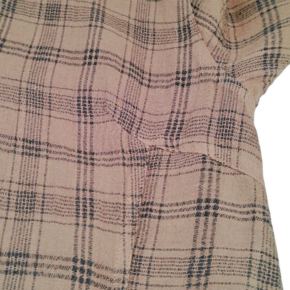 Other Wrap London Brown Plaid Linen Midi Dress Lagen Boho Size L / US 10 / IT 46 - 7 Thumbnail