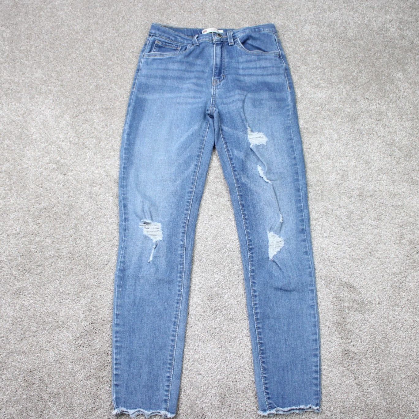 Levi's Levi’s Jeans Womens 16 High Rise Super Skinny Denim Distressed 720 Blue Size 38" / US 16 / IT 52 - 2 Thumbnail