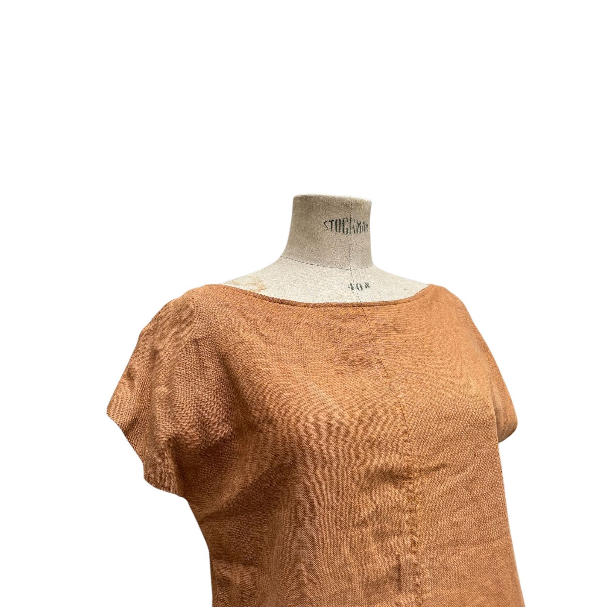 Yves Saint Laurent 1980s Brown linen dress Size L / US 10 / IT 46 - 3 Thumbnail