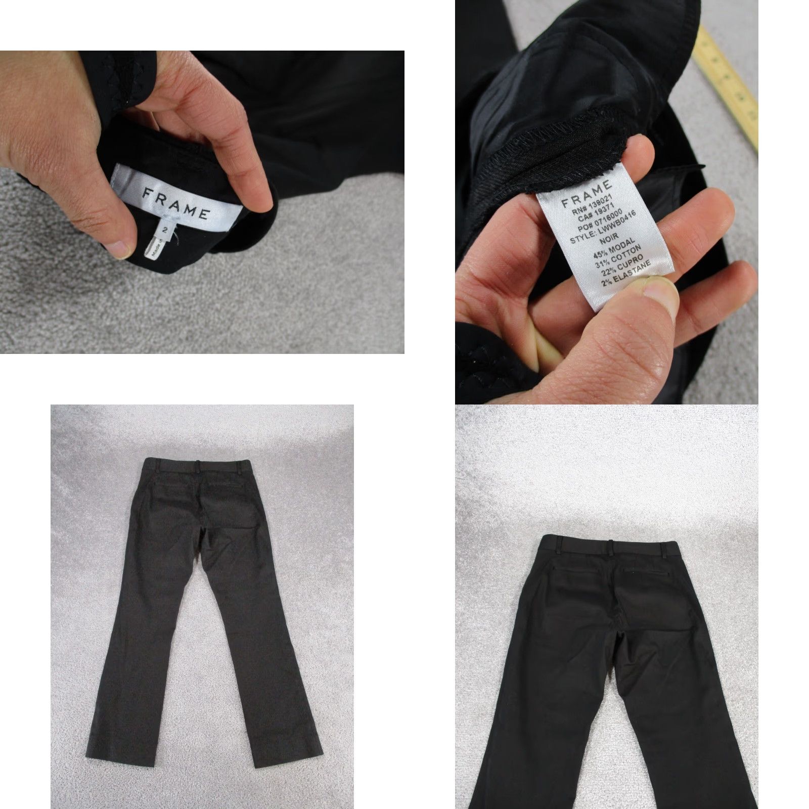 Frame VINTAGE FRAME Dress Pants Womens Size 2 Black Slim Straight Cotton Spandex Twill 90s Womens Size 26" / US 2 / IT 38 - 8 Thumbnail