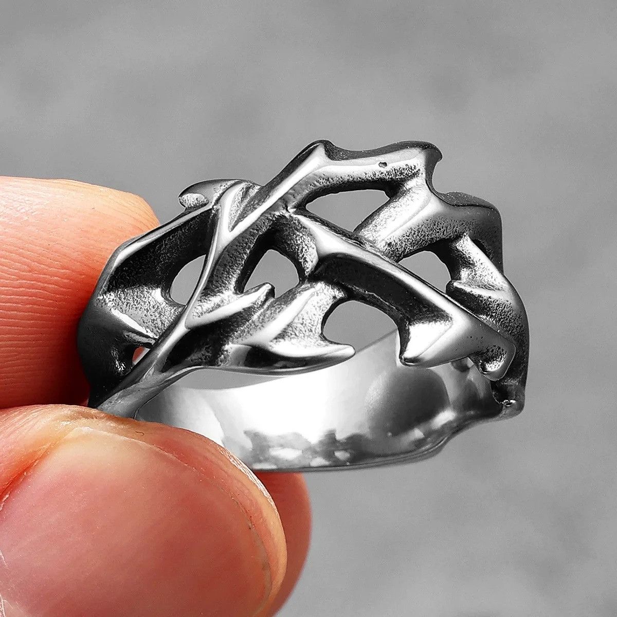 Jewelry Jesus Thorns Crown Ring Streetwear Jewelry Fashion Gift Size ONE SIZE - 5 Thumbnail