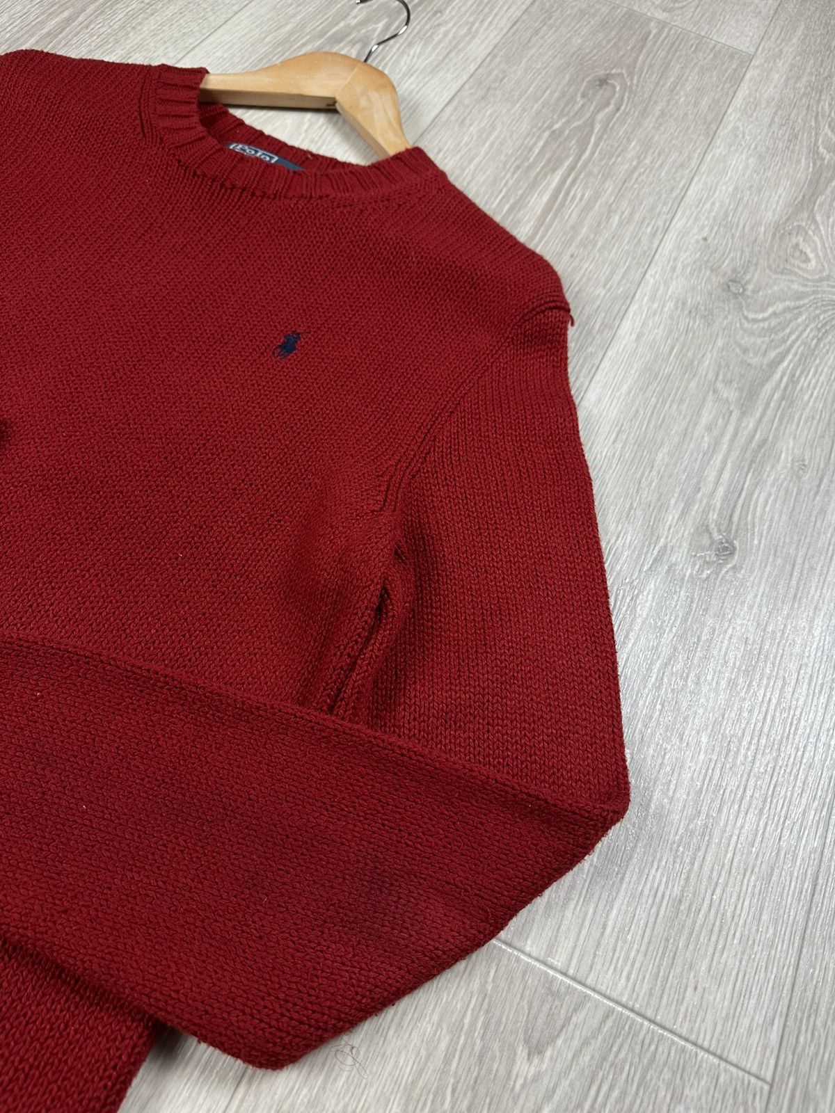 Polo Ralph Lauren × Ralph Lauren × Vintage Vintage 90s knitted PRL Polo Ralph Lauren Red Basic Sweater Size US M / EU 48-50 / 2 - 8 Thumbnail