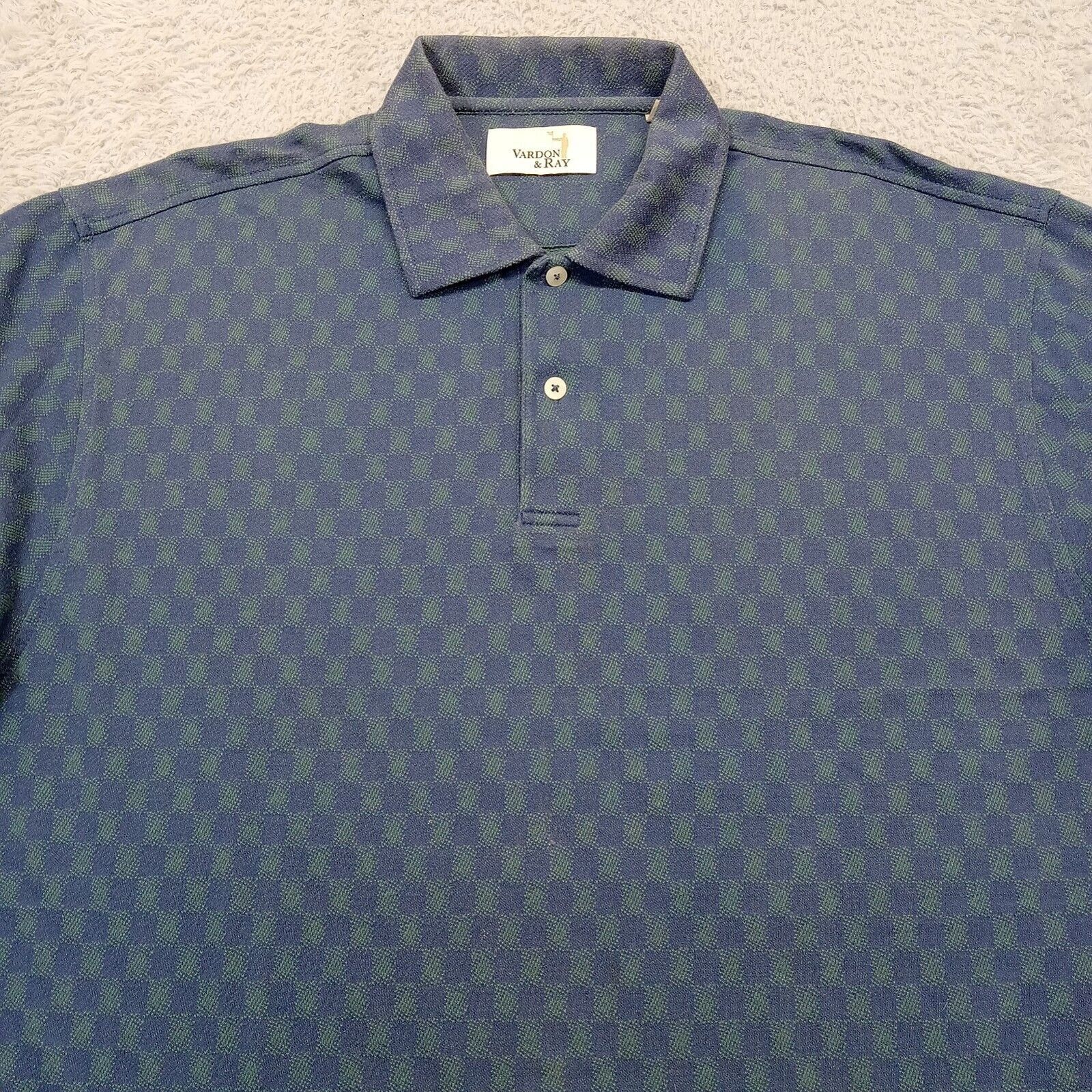 & Other Stories Vtg. Vardon & Ray Polo Shirt L Men's Blue Green Checker Size US L / EU 52-54 / 3 - 3 Thumbnail