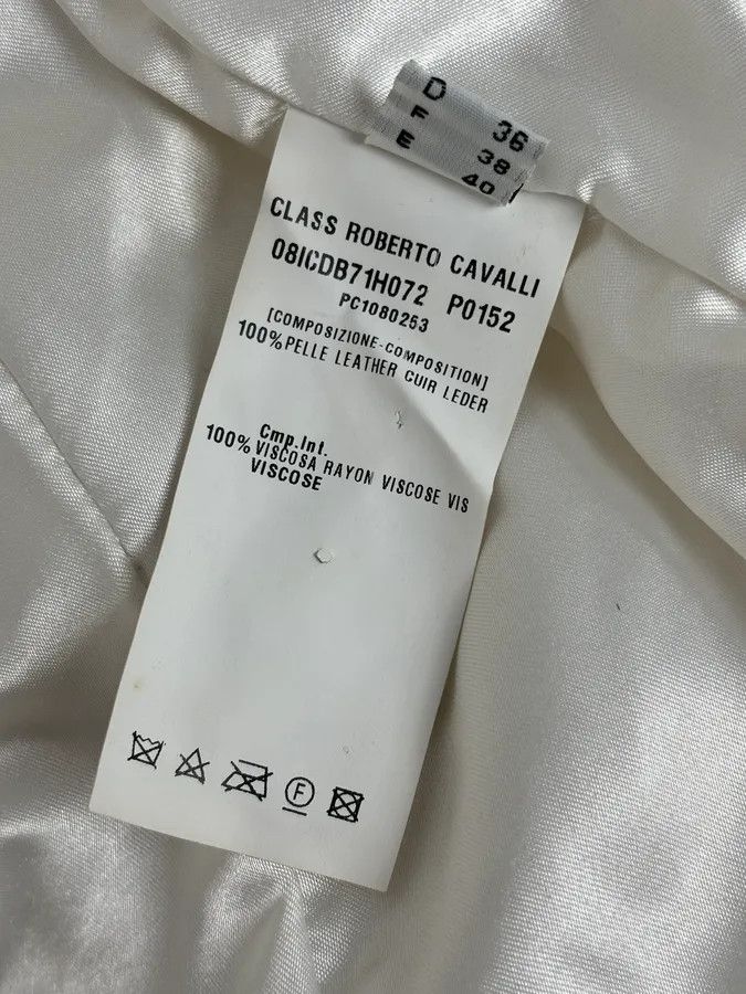 Roberto Cavalli Roberto Cavalli Cream Fur Collar Leather Jacket Size S / US 4 / IT 40 - 14 Thumbnail