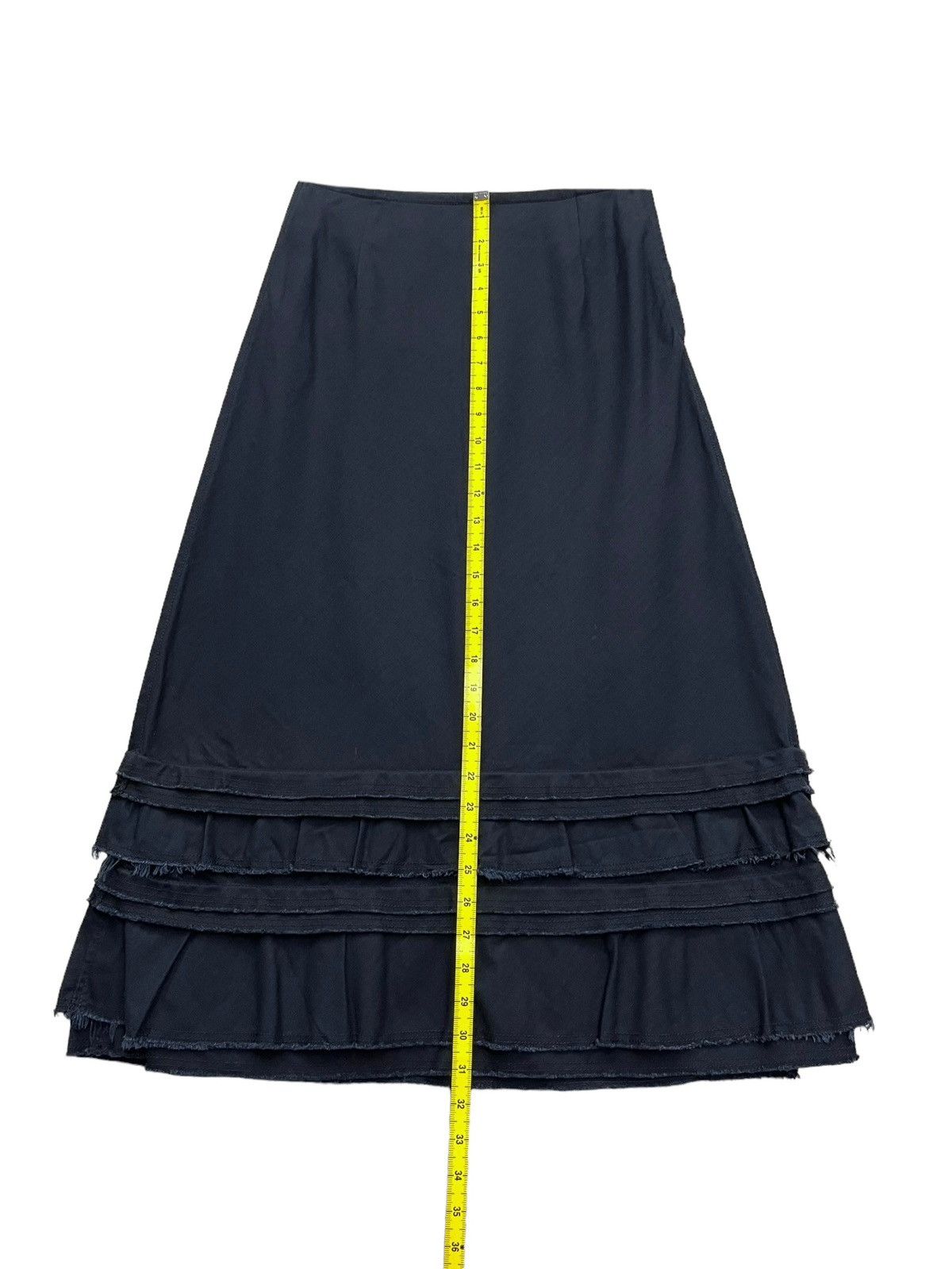 Comme des Garcons × Tricot Comme des Garcons Vtg TRICOT COMME DES GARÇONS Frayed Ruffle Bottom Midi Skirt Size 25" / US 0 / IT 36 - 10 Thumbnail