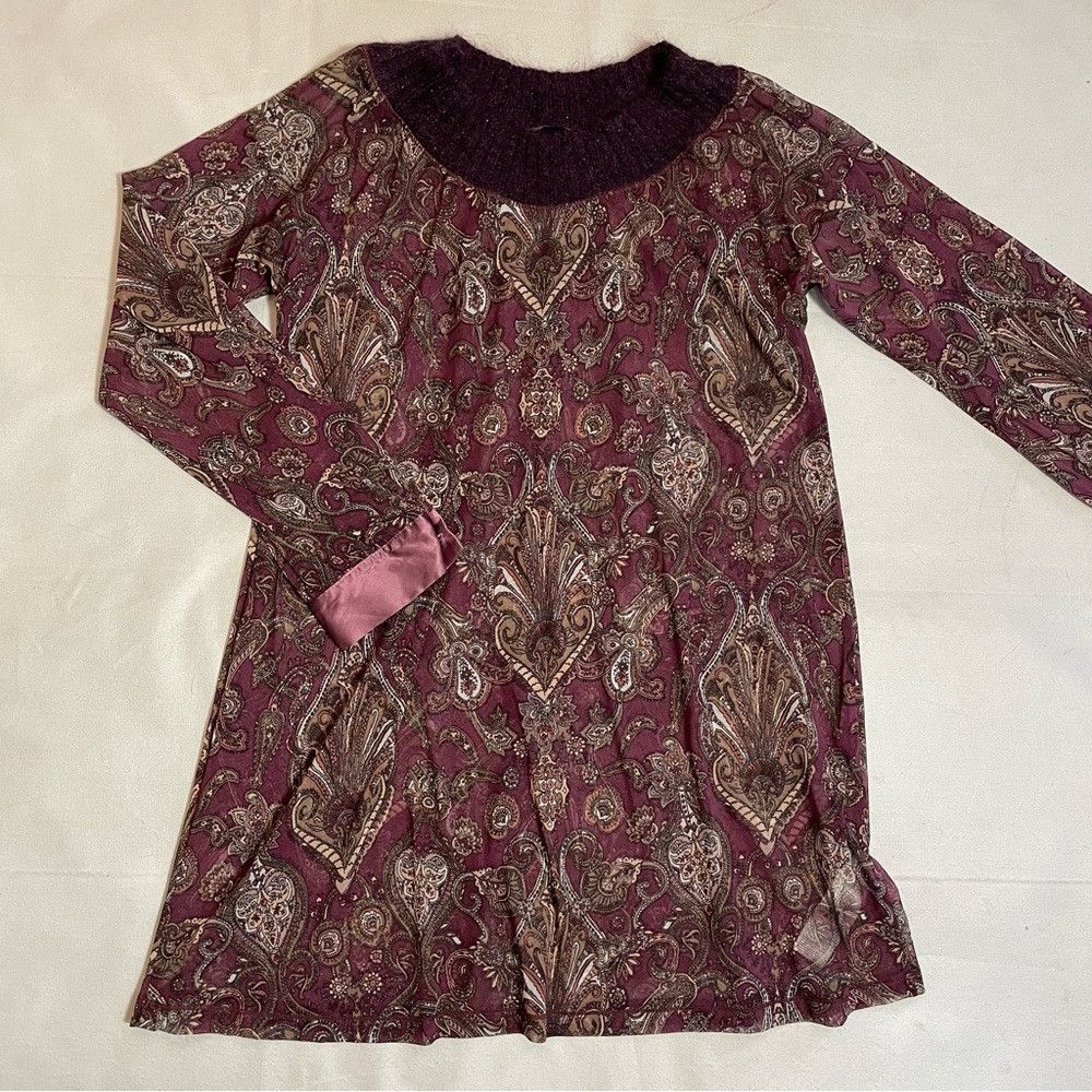 Other AJAY by LIU JO Long Sleeve Paisley Knit Neck Mesh Tunic Siz Size L / US 10 / IT 46 - 5 Thumbnail