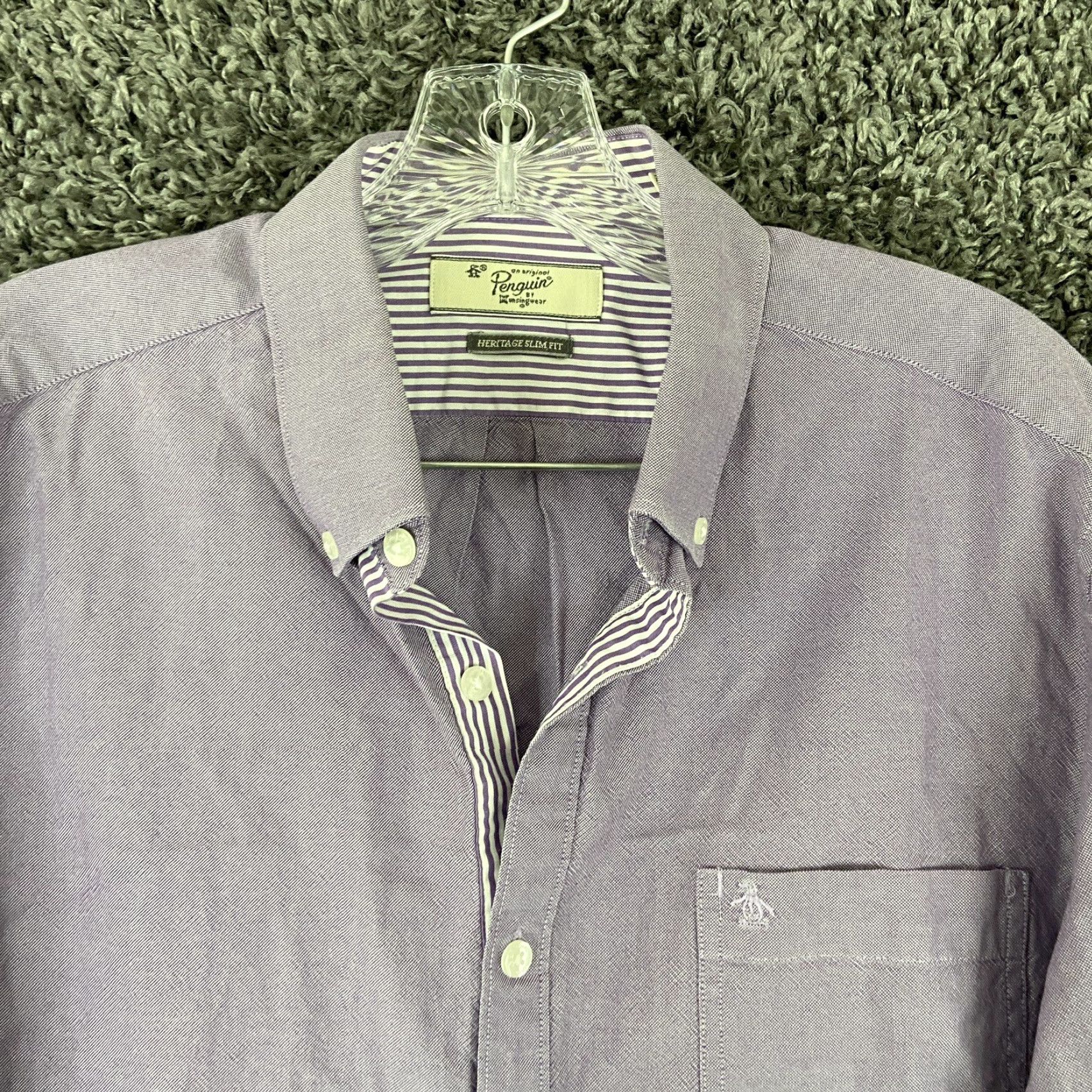 Original Penguin VINTAGE Original Penguin Men's Dress Shirt 16.5 Purple Long Sleeve Button Up Size 42R - 5 Thumbnail