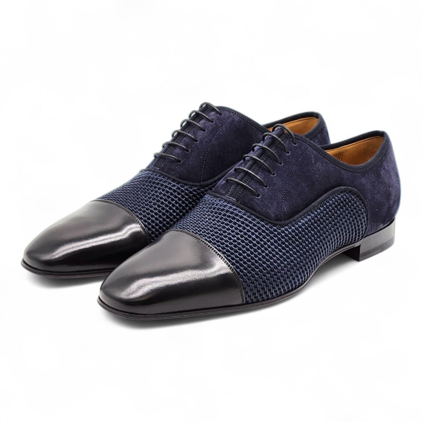 Christian Louboutin Greggo Leather And Suede Oxford Shoes - Blue Eu 42 / Us 9, Men's
