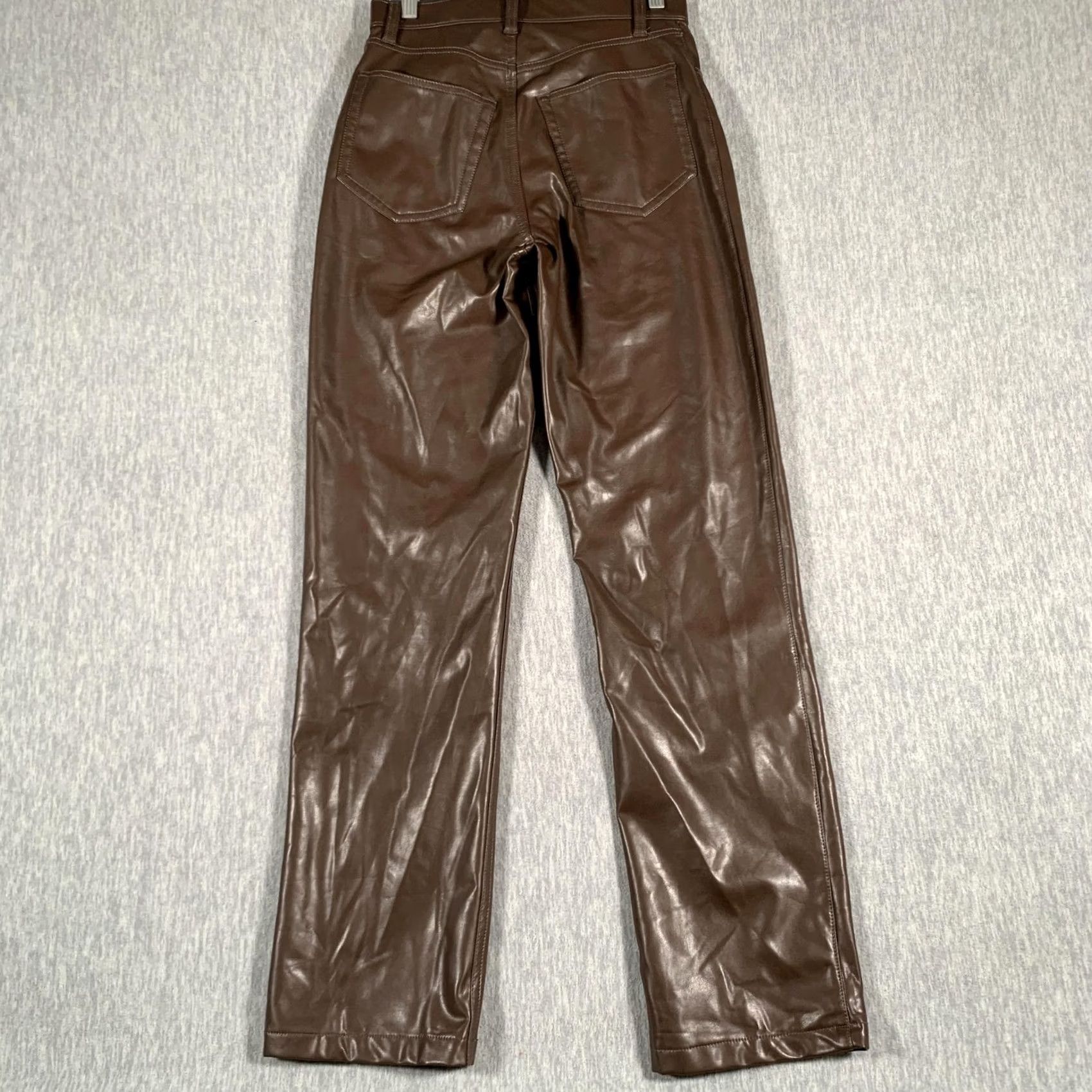 Abercrombie & Fitch VINTAGE Abercrombie & Fitch Pants Womens 2 Brown 90s High Rise Faux Leather Straight Pockets Zip Mens? Size 26" / US 2 / IT 38 - 4 Thumbnail