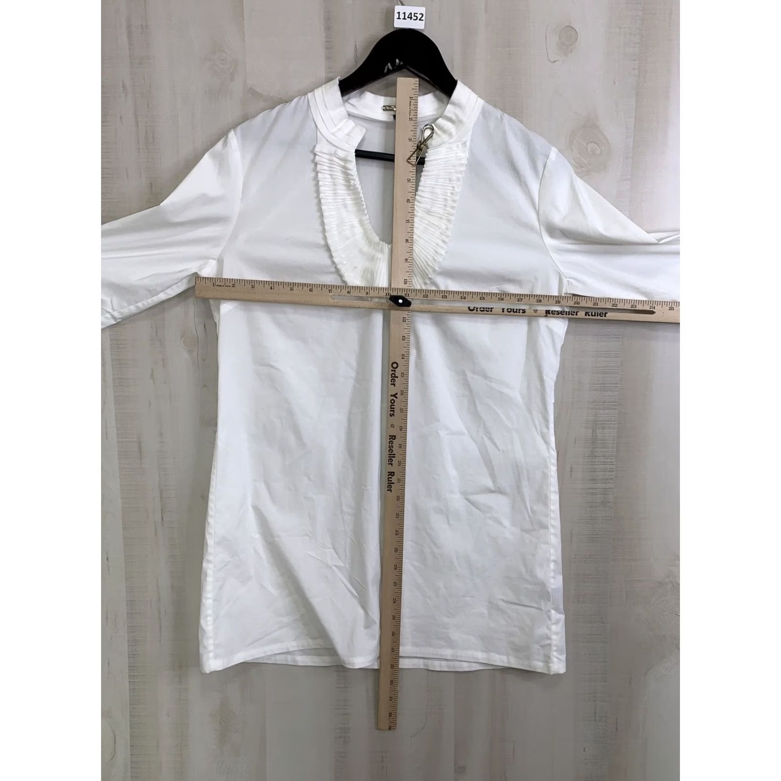 Vintage Adrienne Vittadini Ivory Stretch V-Neck Womens Large Tunic Top Size L / US 10 / IT 46 - 4 Thumbnail