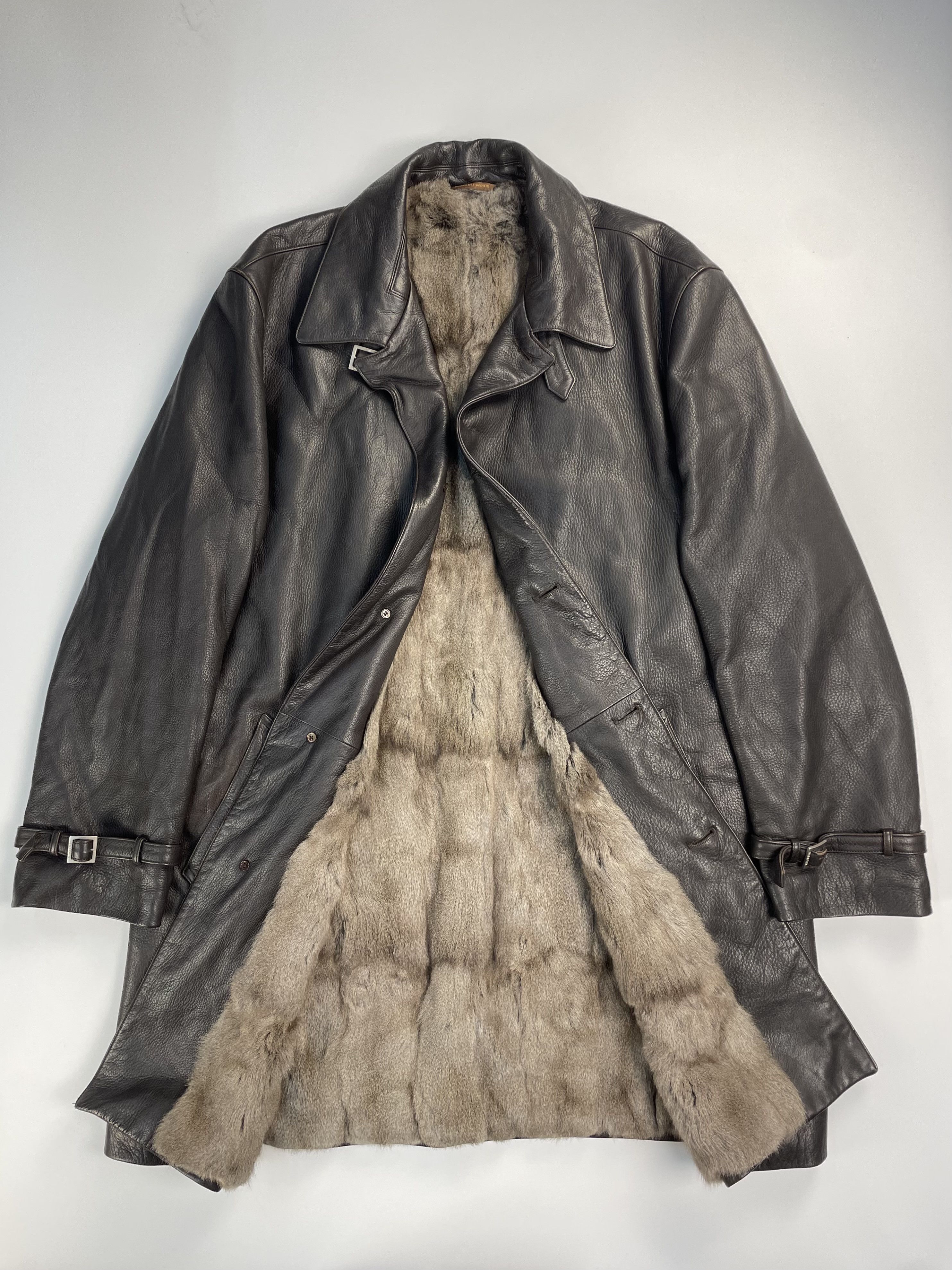 DeerSkin Leather with Fur Lining Collared Overcoat