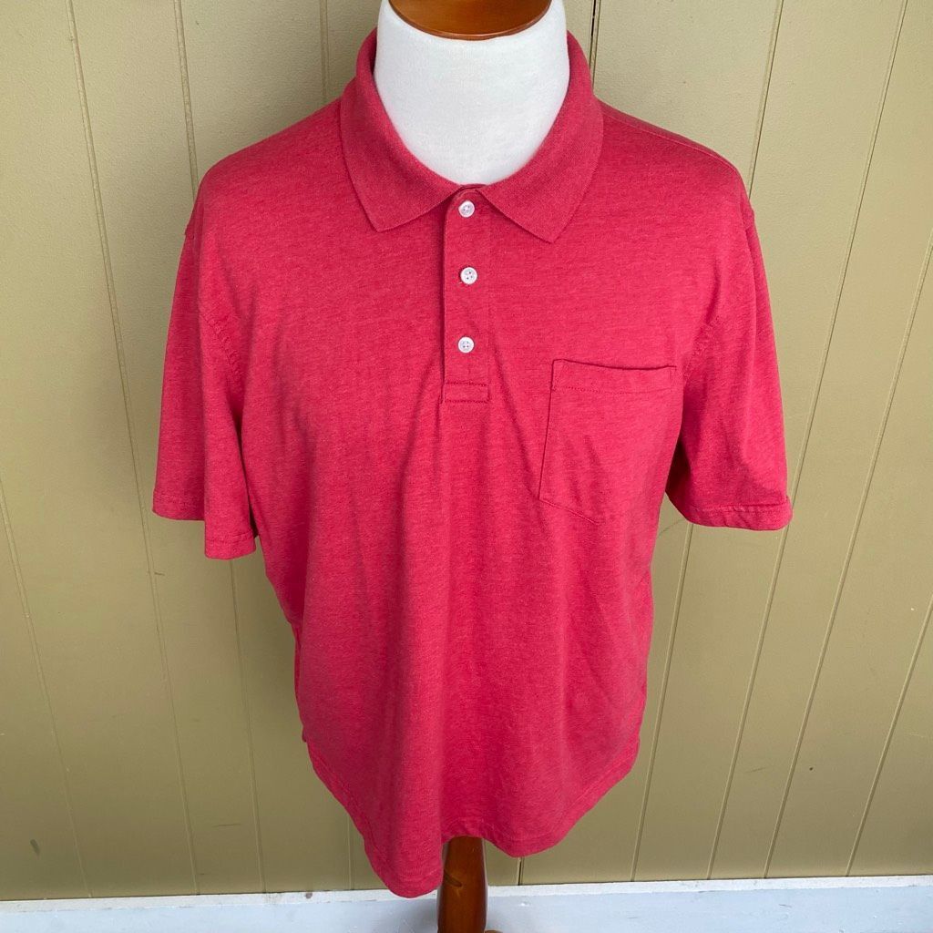 George George men XL cotton blend short sleeve 3 button polo red Size US XL / EU 56 / 4 - 1 Thumbnail