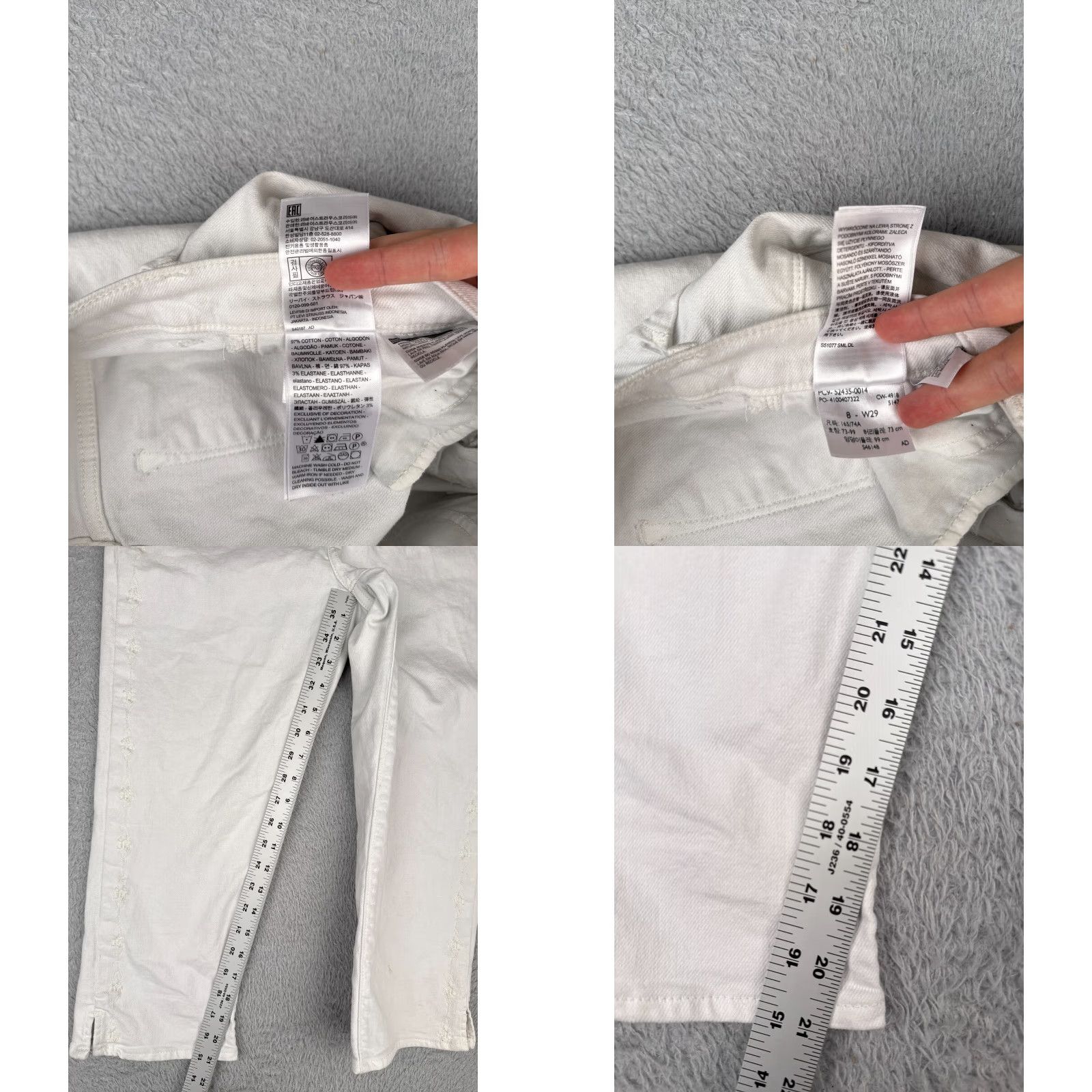 Levi's Levis Jeans Women White Capri Mid Rise 29x21 Cotton Blend 29 21 Inseam Denim 5-Pocket Distressed Capris Womens Jeans Size 29" - 8 Thumbnail