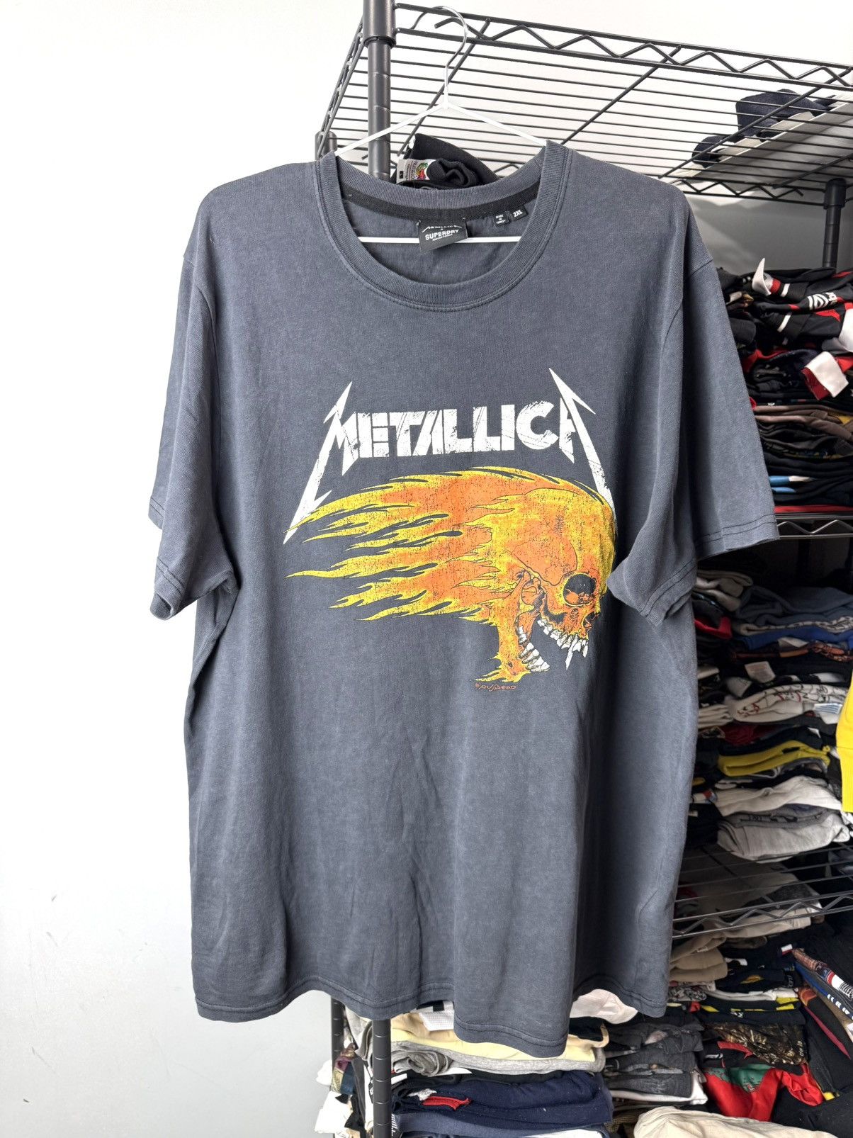 Metallica Superdry Metallica Flame Skull Band Rock T Shirt Size US XXL / EU 58 / 5 - 1 Thumbnail