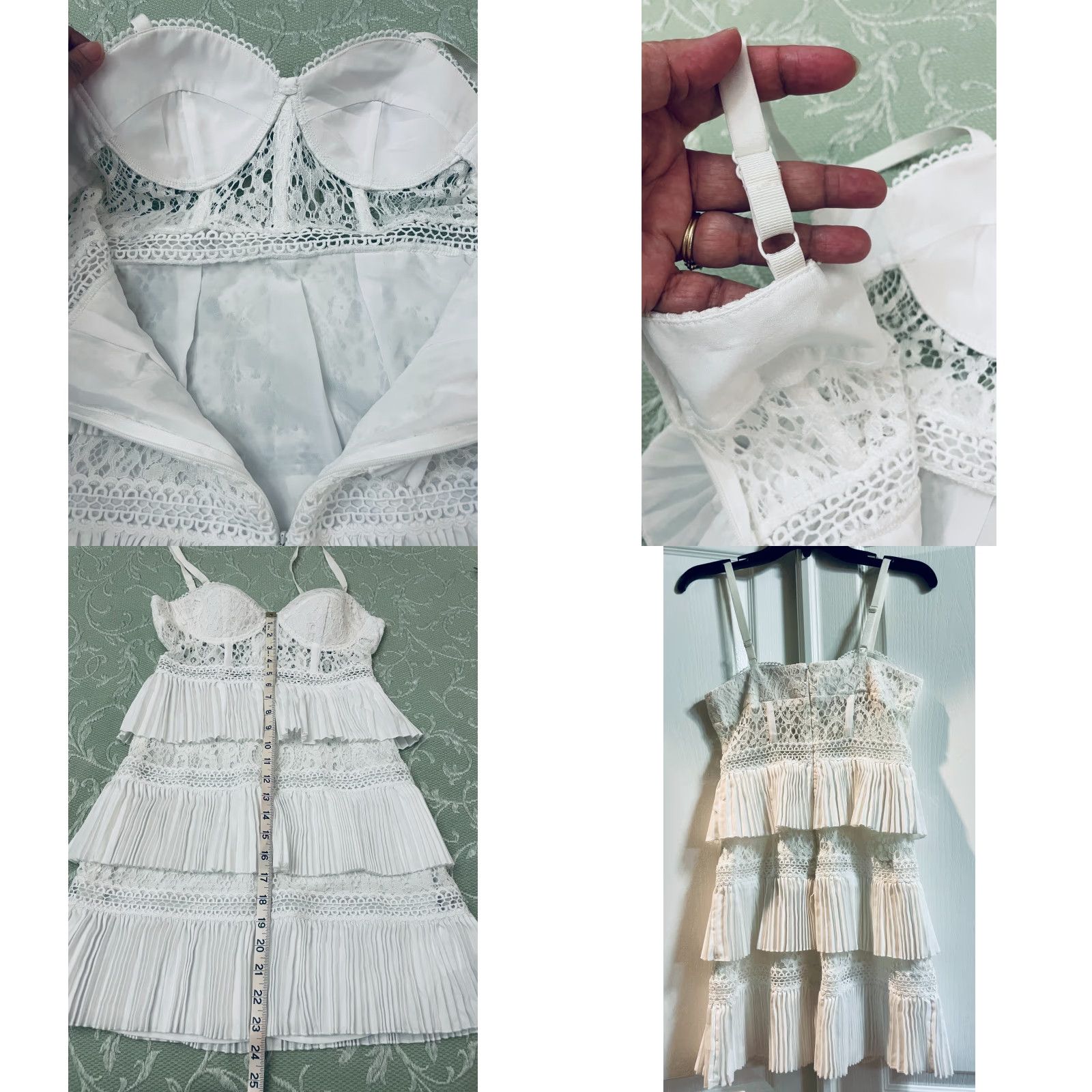 Vintage ASOS DESIGN Lace Tiered Mini Dress Women’s Small White Corset Bustier Party Boho Size S / US 4 / IT 40 - 9 Thumbnail