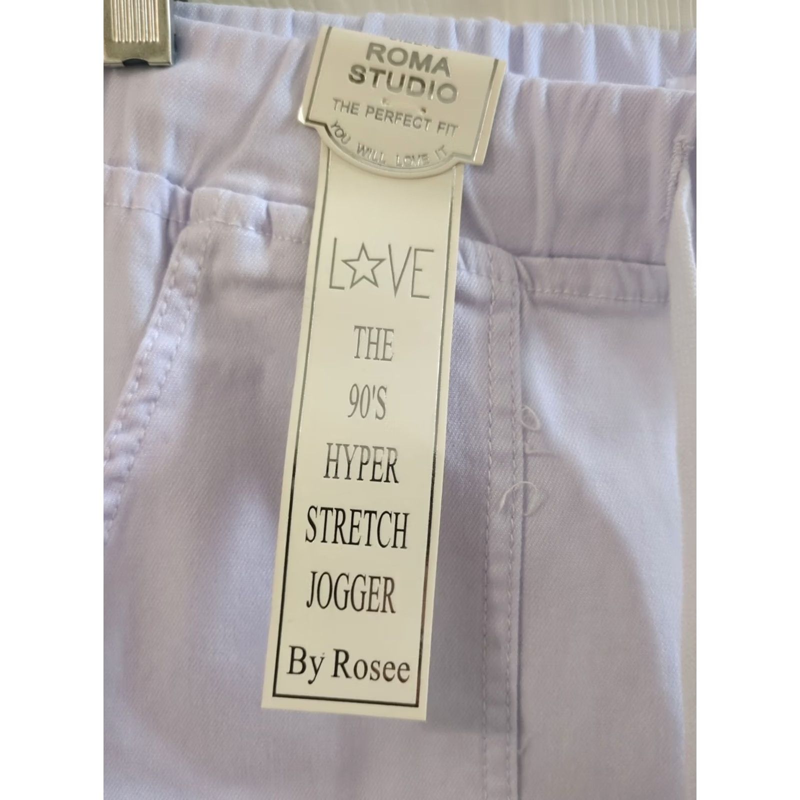 Vintage Roma Jogger Pants White S Regular Women NWT Drawstring Waist Hyper Stretch Size 28" / US 6 / IT 42 - 2 Thumbnail