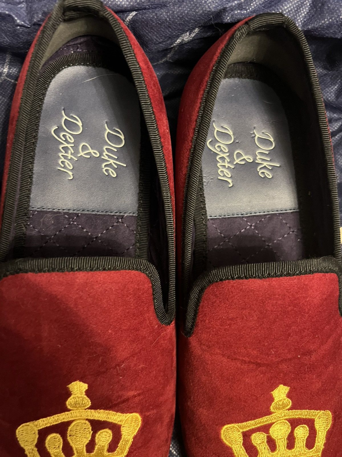 DUKE + DEXTER Handmade Duke and Dexter Burgundy/Red Velvet Loafers Crown Size US 7 / EU 40 - 6 Thumbnail