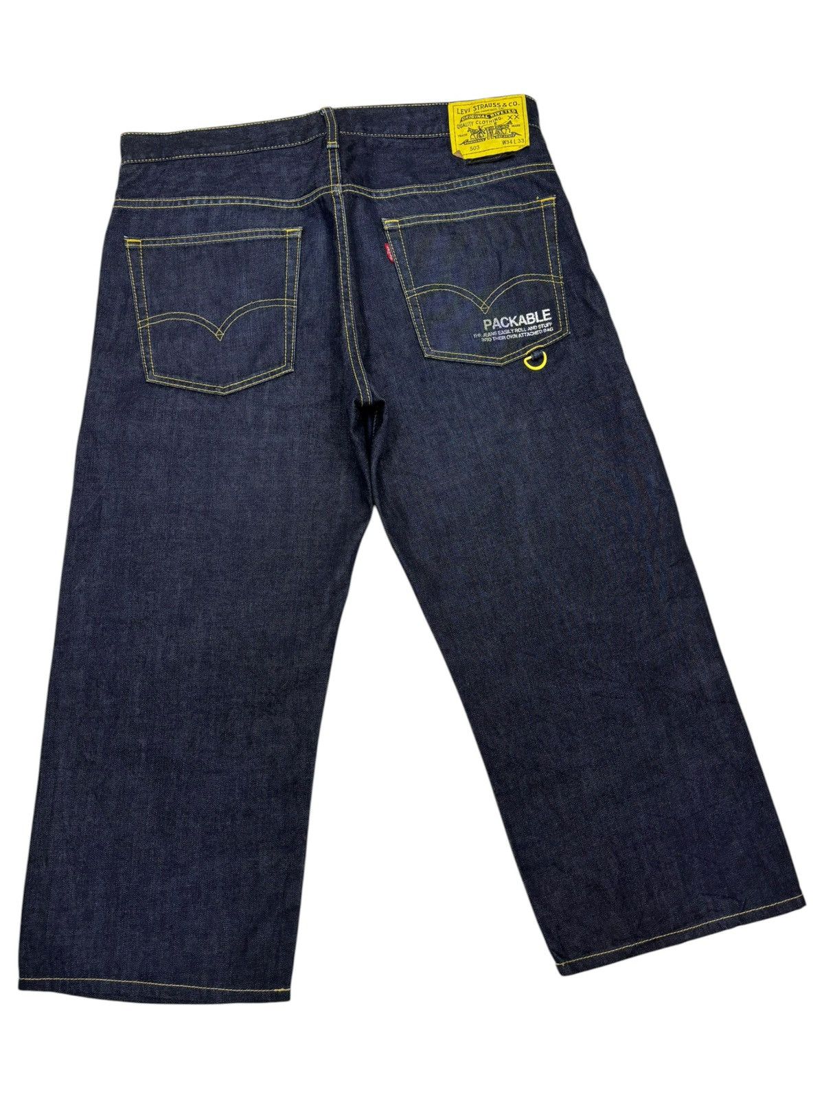 Fragment Design × Levi's 💛LEVIS TECHNICAL PACKABLE BAGGY DENIM JORTS Size US 35 - 6 Thumbnail