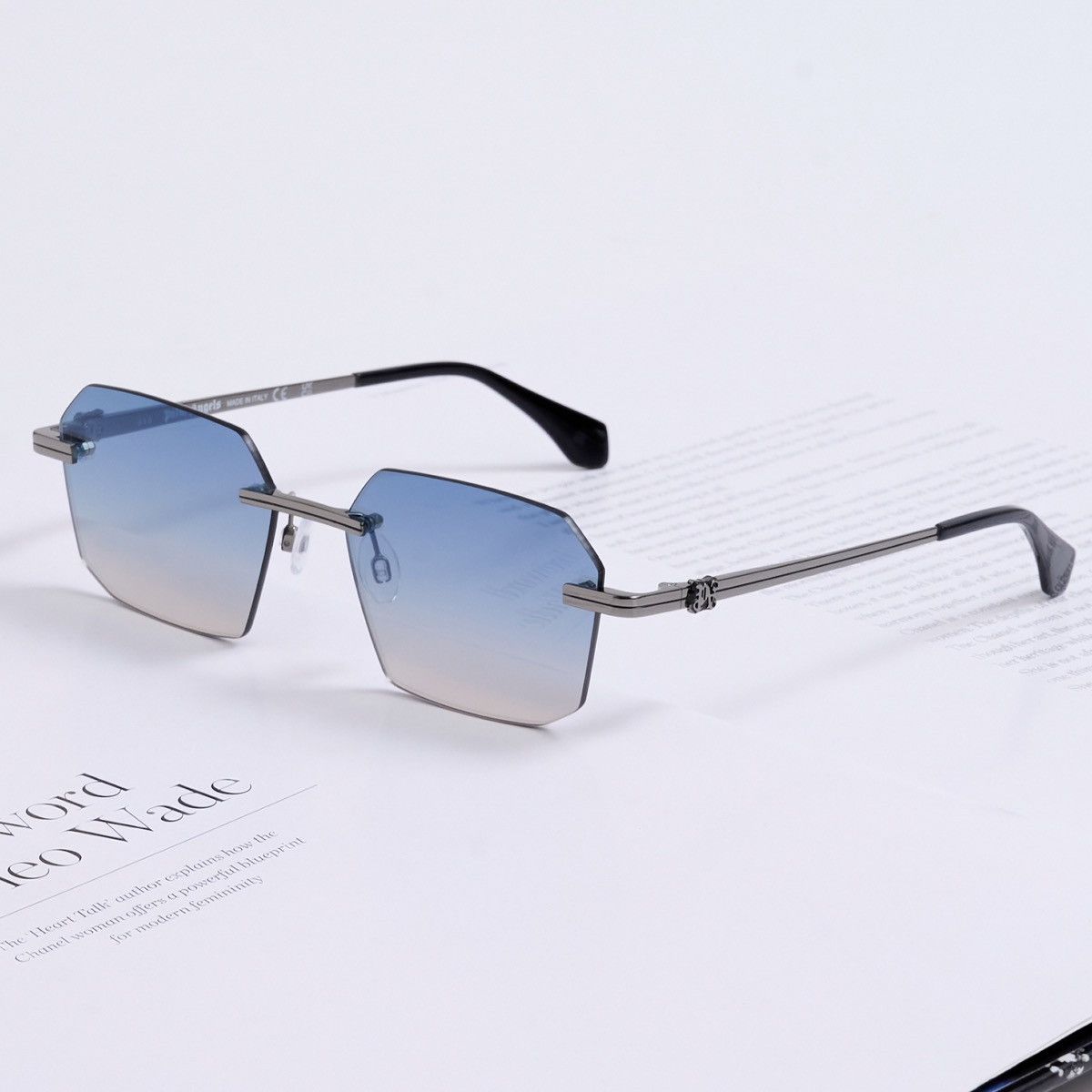 Palm Angels PALM ANGELS QUARTZ GUNMETAL BLUE GRADIENT SUNGLASSES Size ONE SIZE - 2 Thumbnail