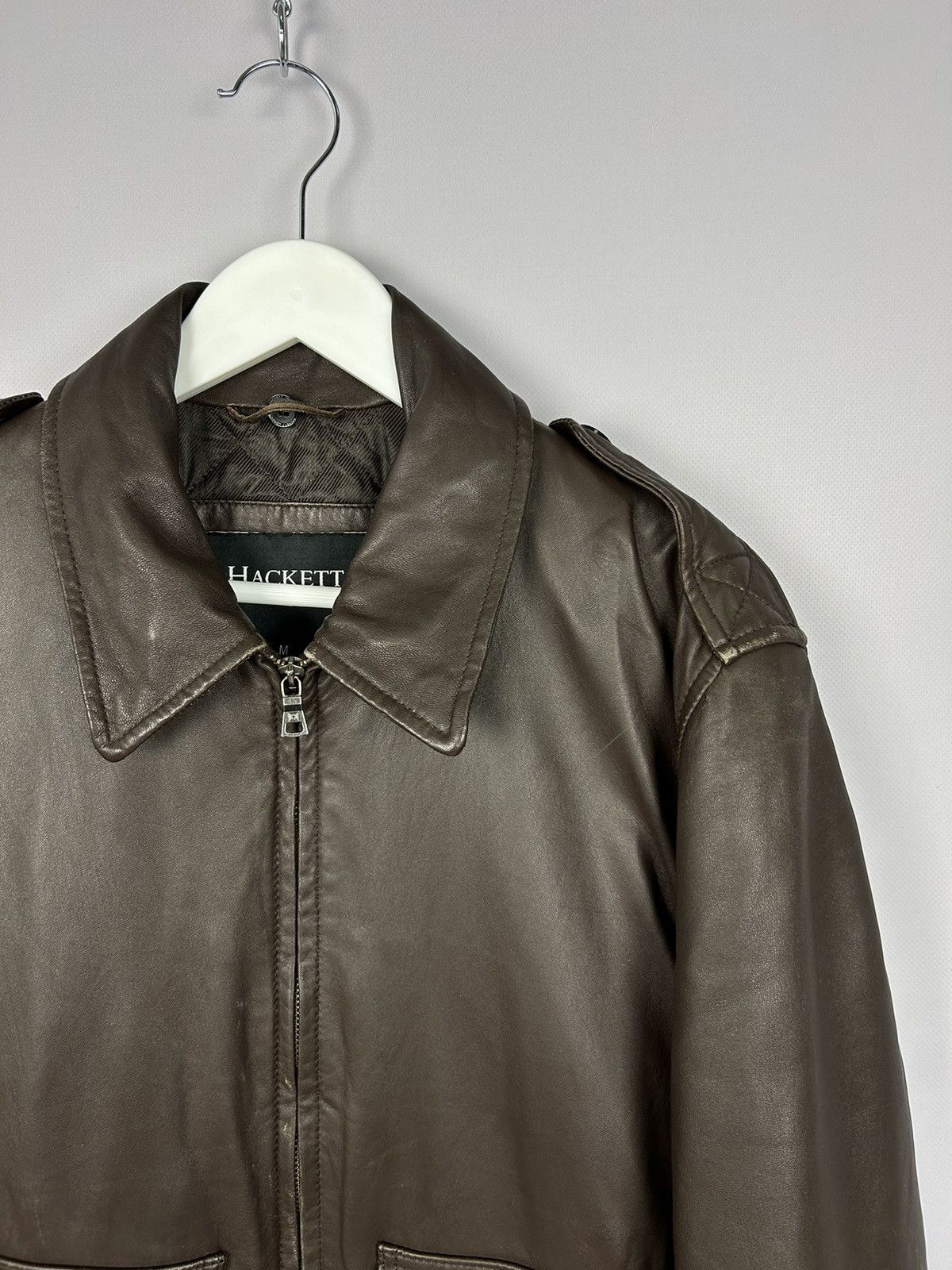 Hackett Hackett Leather Brown Bomber Jacket Size M Size US M / EU 48-50 / 2 - 5 Thumbnail