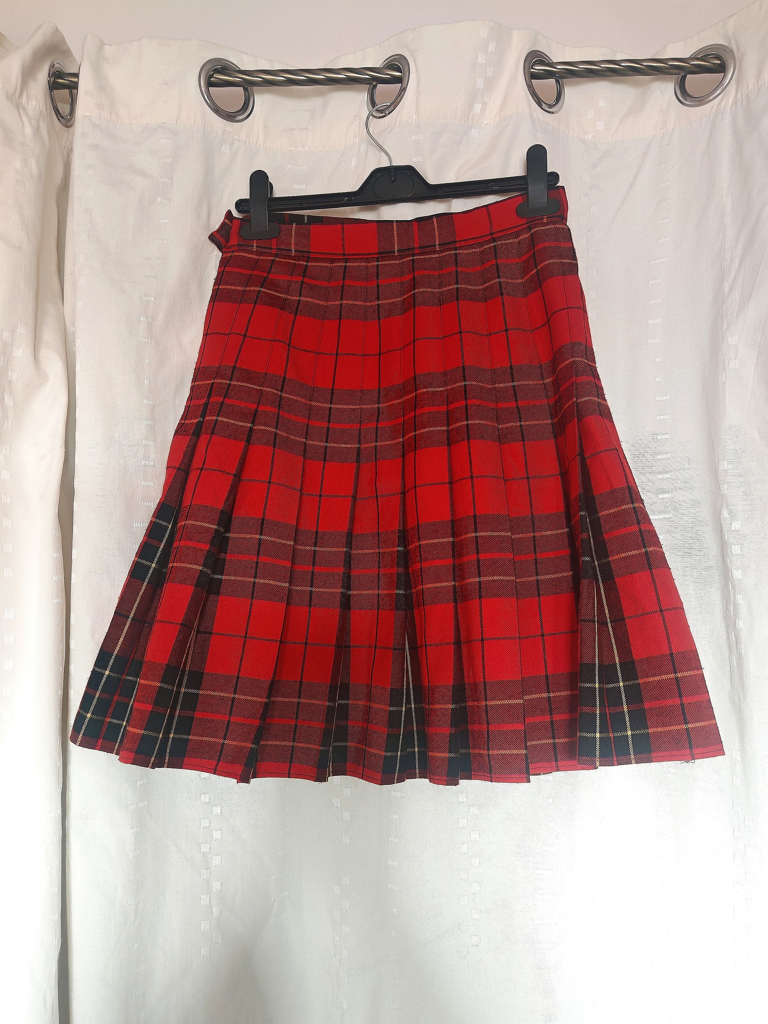Other Vintage Pola Red Plaid Pleated Tartan Skirt Size 28" / US 6 / IT 42 - 5 Thumbnail