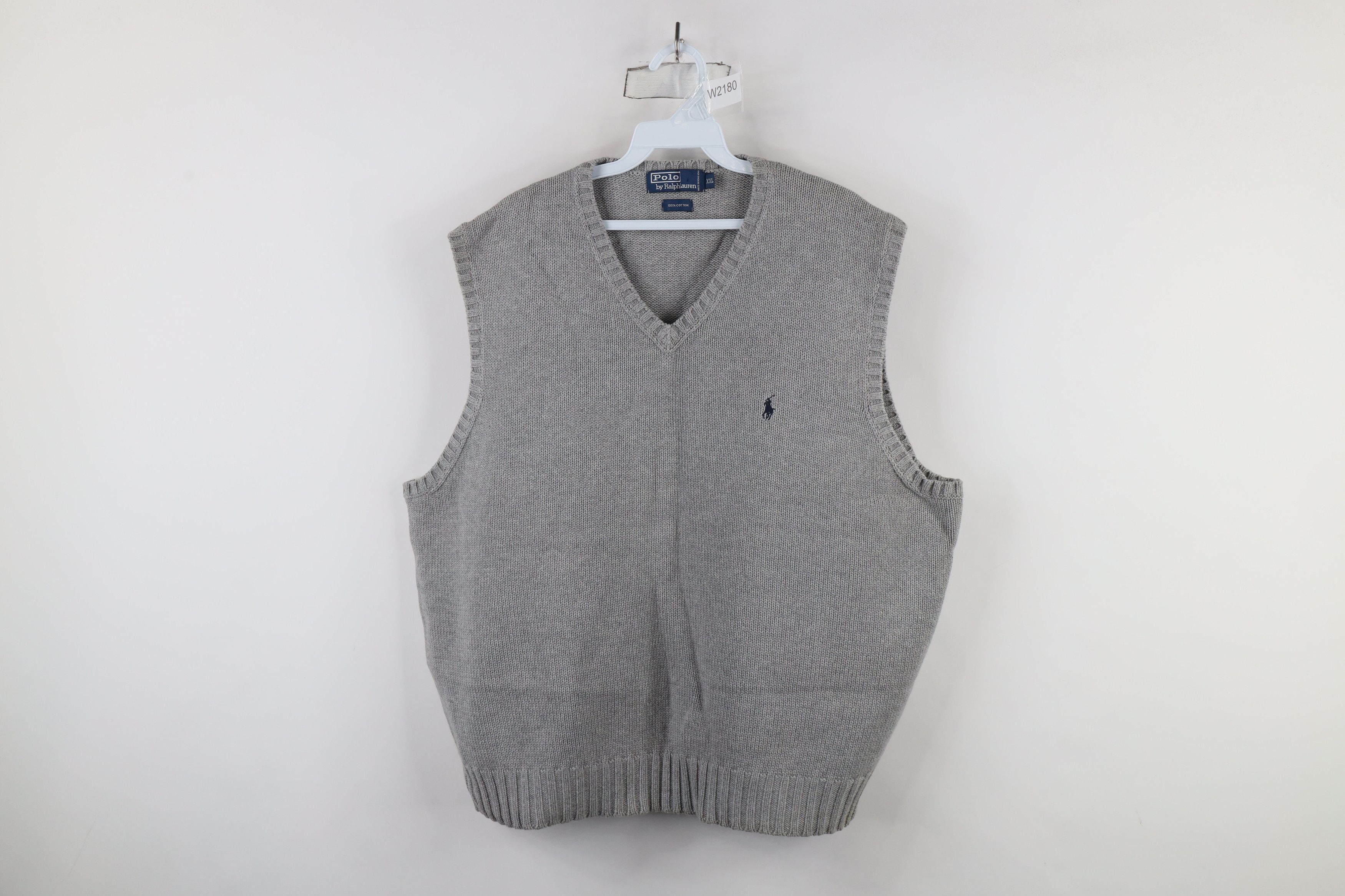 Ralph Lauren × Vintage Vintage 90s Ralph Lauren Cotton V-Neck Sweater Vest Gray Size US XXL / EU 58 / 5 - 1 Thumbnail