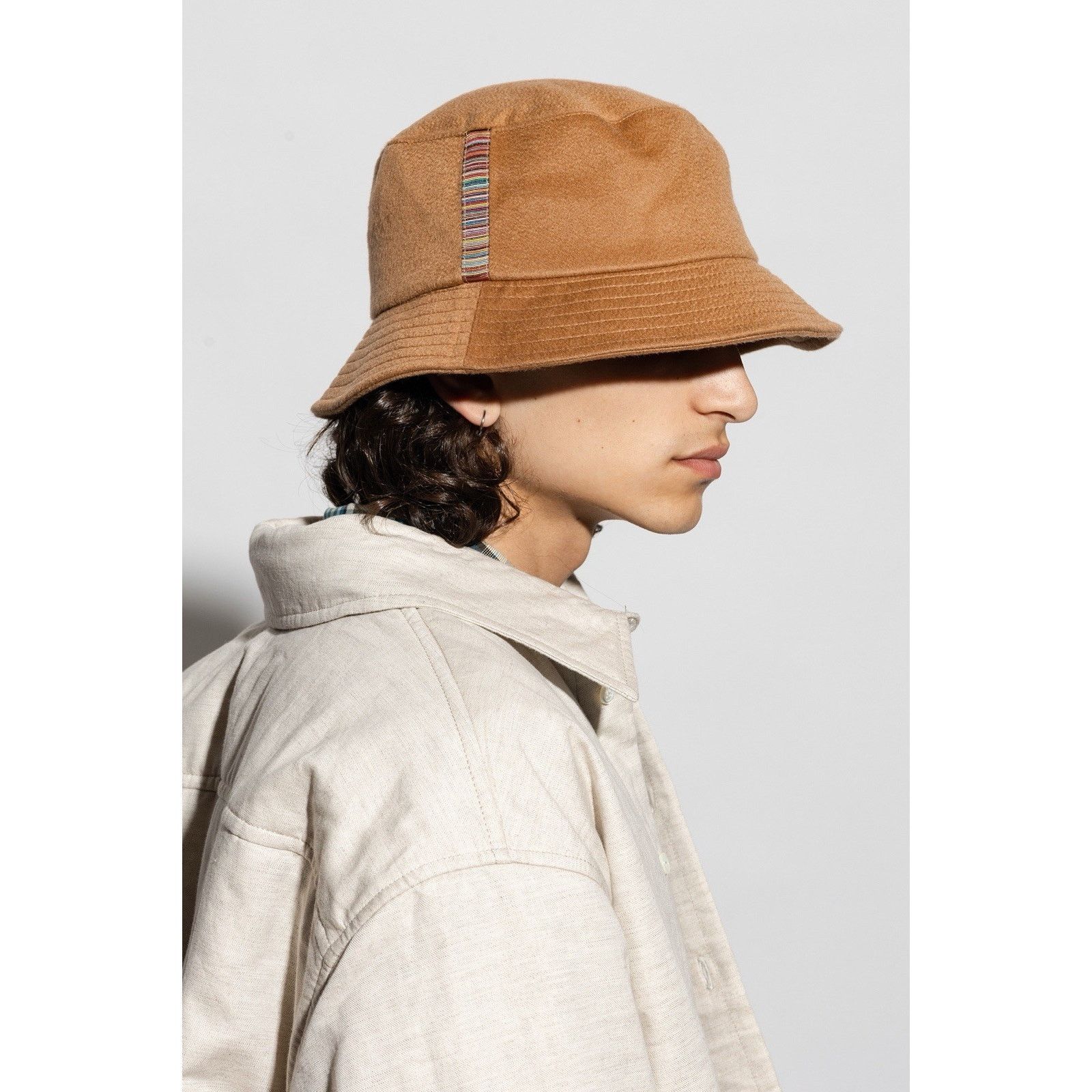 Paul Smith NWT $195 PAUL SMITH camel cashmere wool bucket hat stripe Size ONE SIZE - 1 Thumbnail