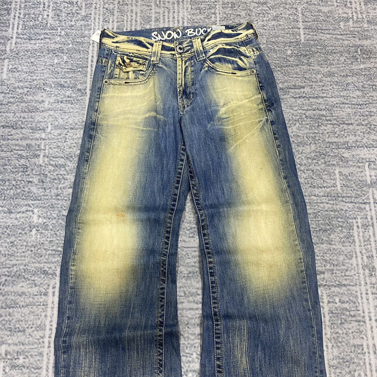 Japanese Brand Flare ☠️ Snow Buck Mud Wash Jeans Dirty Bootcut 90s Baggy Size US 32 / EU 48 - 5 Thumbnail