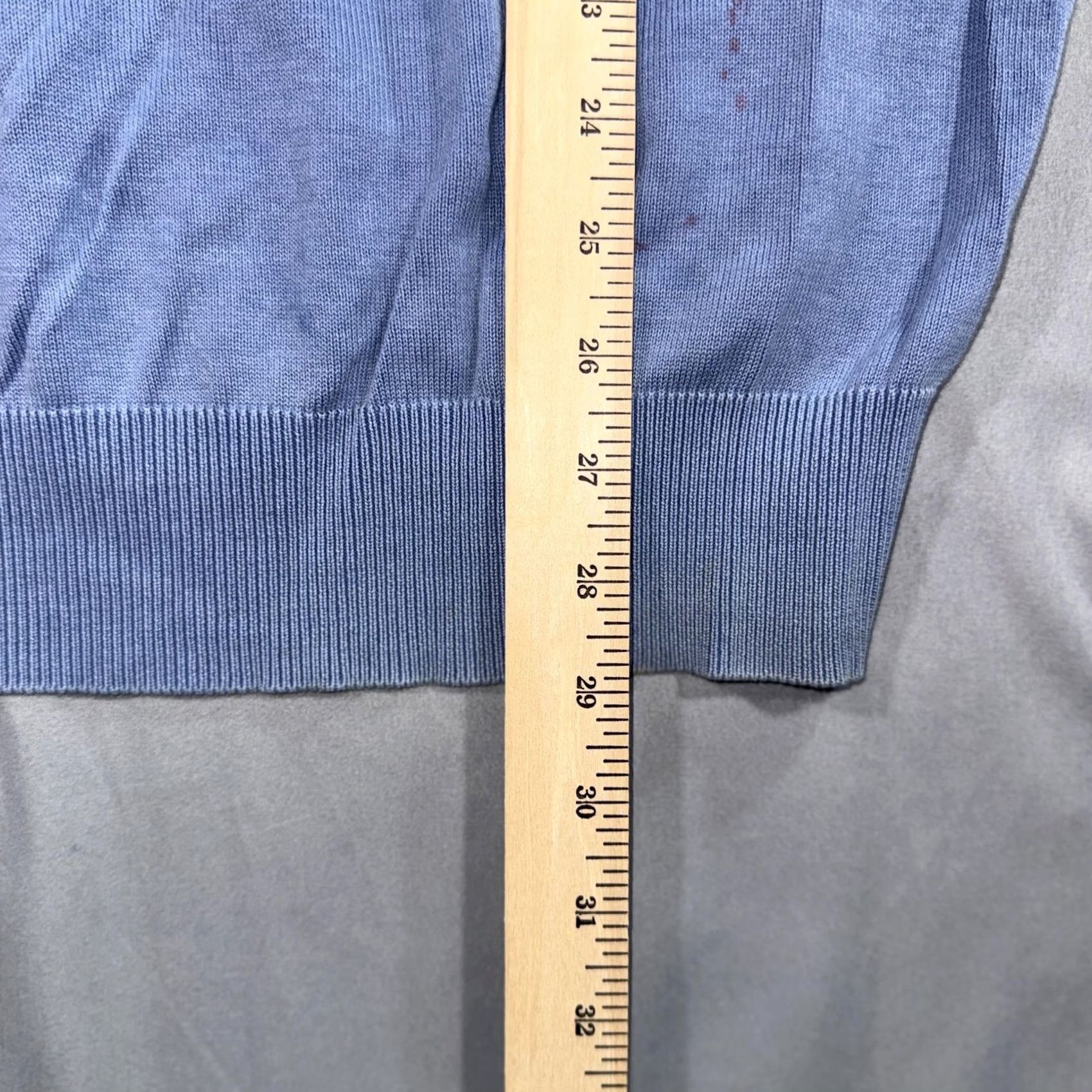 Peter Millar Peter Millar Sweater V-Neck XL Light Blue 100% Cotton Men Long Sleeve Knit Pullover Regular Fit Size US XL / EU 56 / 4 - 8 Thumbnail