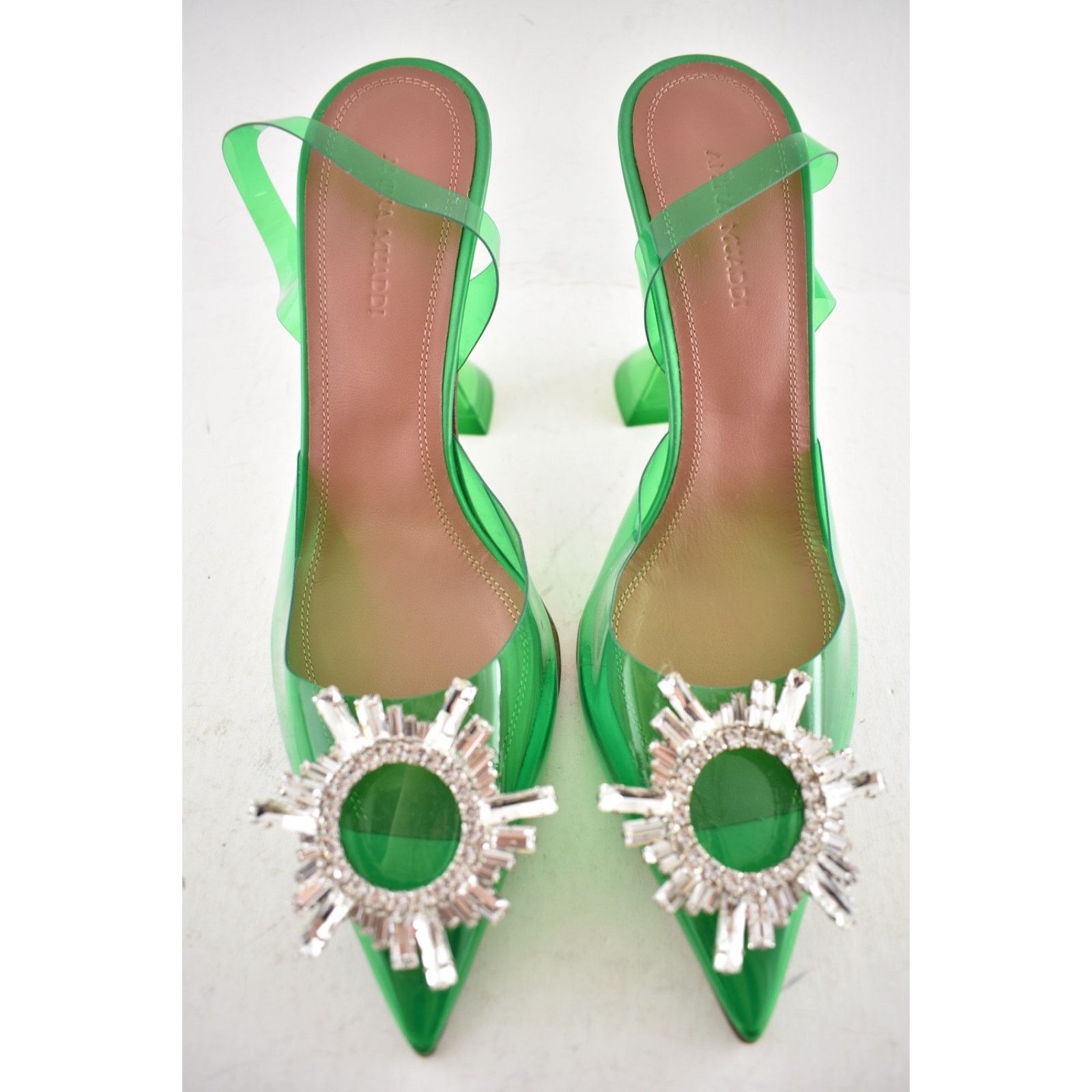 Amina Muaddi Amina Muaddi 95 Begum Glass PVC Green Clear Sling Size US 6.5 / IT 36.5 - 7 Thumbnail