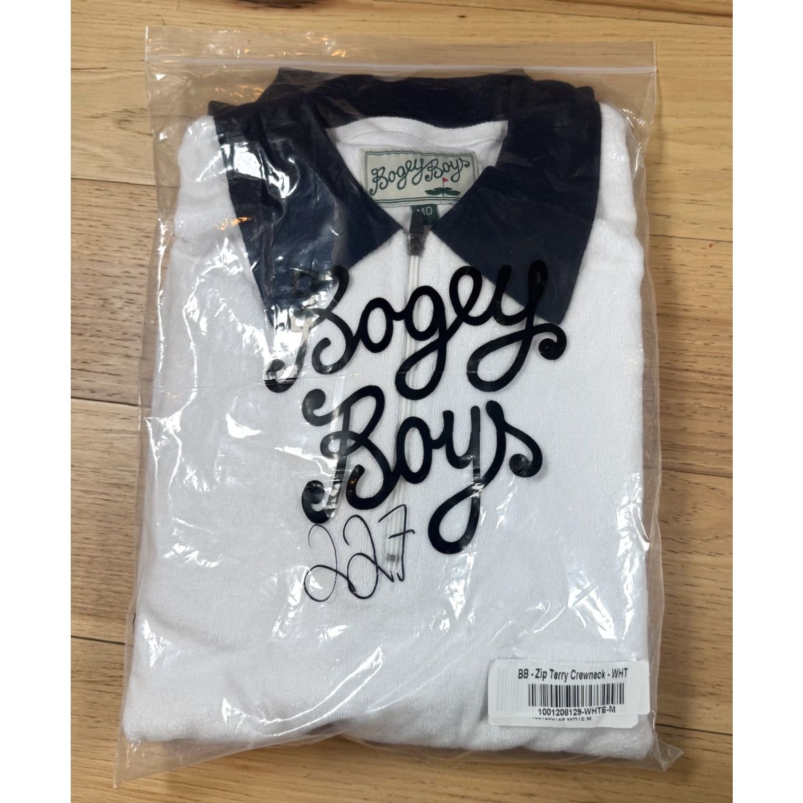 Vintage VINTAGE BoGey Boys Quarter Zip Terrycloth Polo Sweater Mens M White Navy NWOT Size US M / EU 48-50 / 2 - 2 Thumbnail