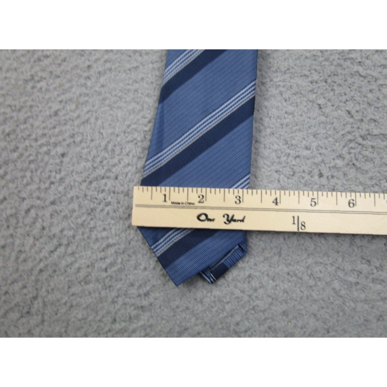 John Varvatos John Varvatos Tie Blue Striped Silk Hand Made Italy preppy formal business Linen Blend, Silk, Silk Blend 3" Width One Size Men Tie Vintage: No Size ONE SIZE - 7 Thumbnail