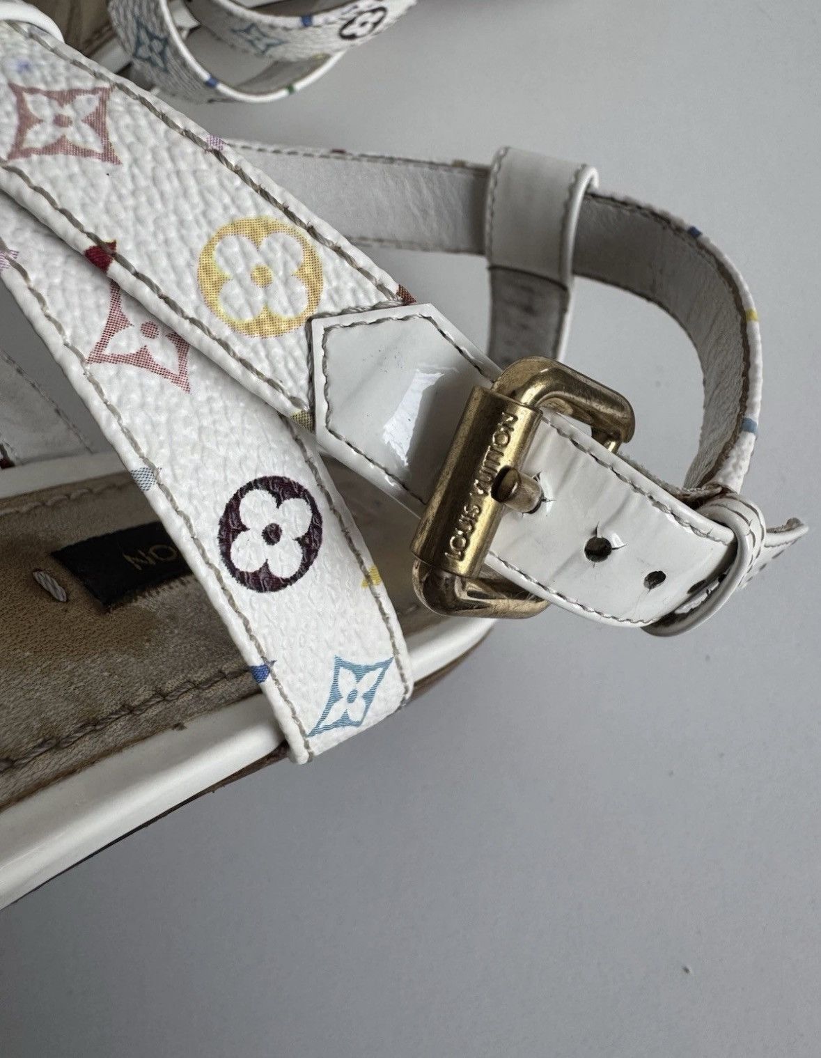Louis Vuitton Louis Vuitton multicolor leather sandals white monogram Y2K Size US 8 / IT 38 - 12 Thumbnail