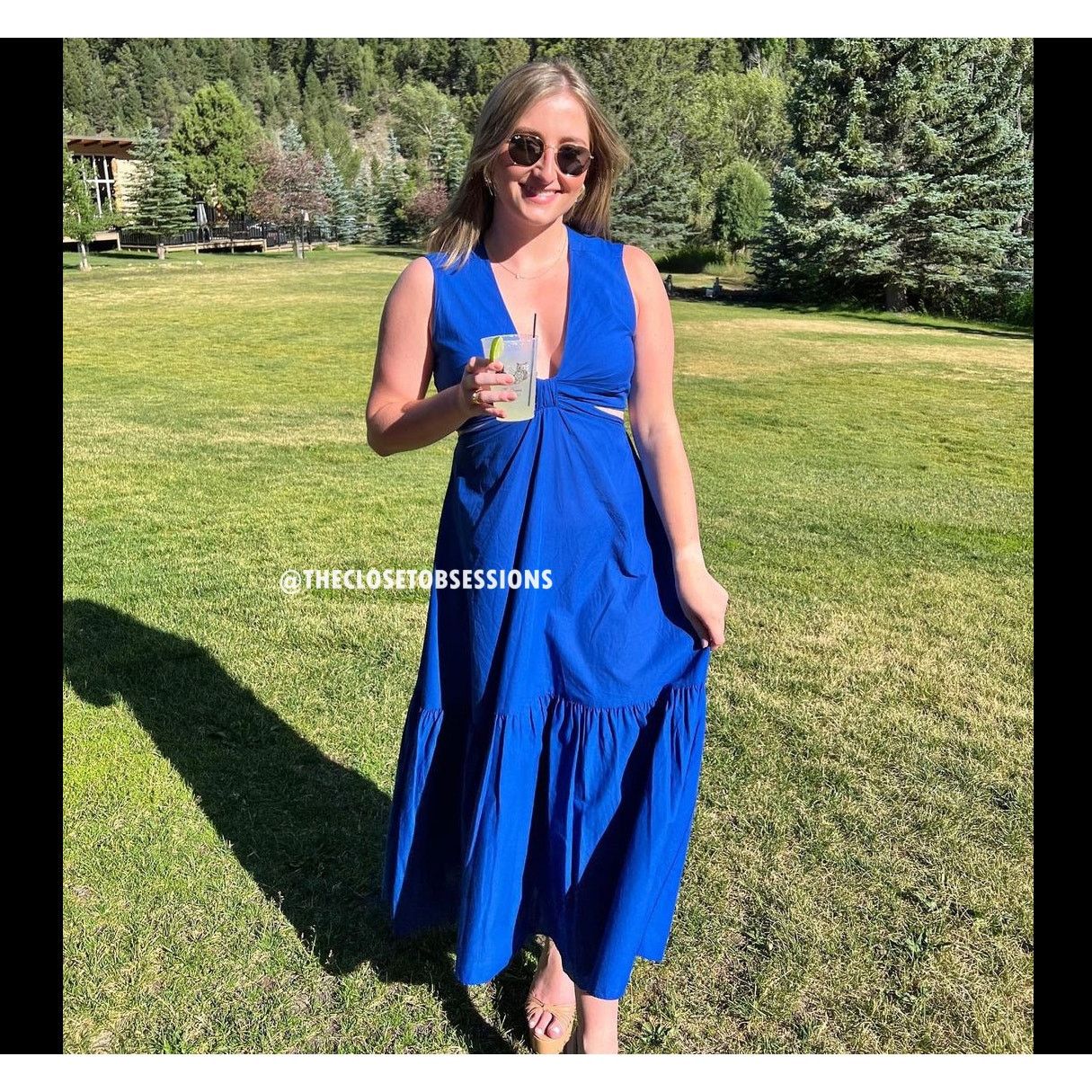 Mango MANGO Blue Sleeveless V-Neck Maxi Dress NWT Size S / US 4 / IT 40 - 18 Thumbnail