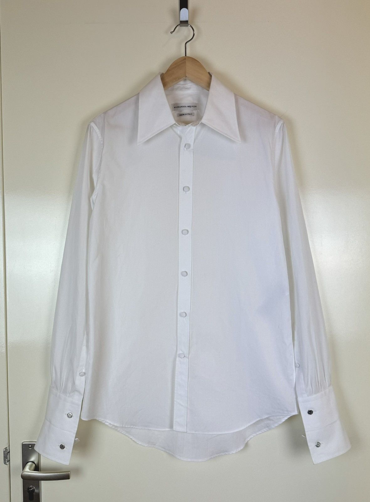 Alexander McQueen Alexander McQueen white poplin cotton classic shirt logo Size US S / EU 44-46 / 1 - 1 Thumbnail