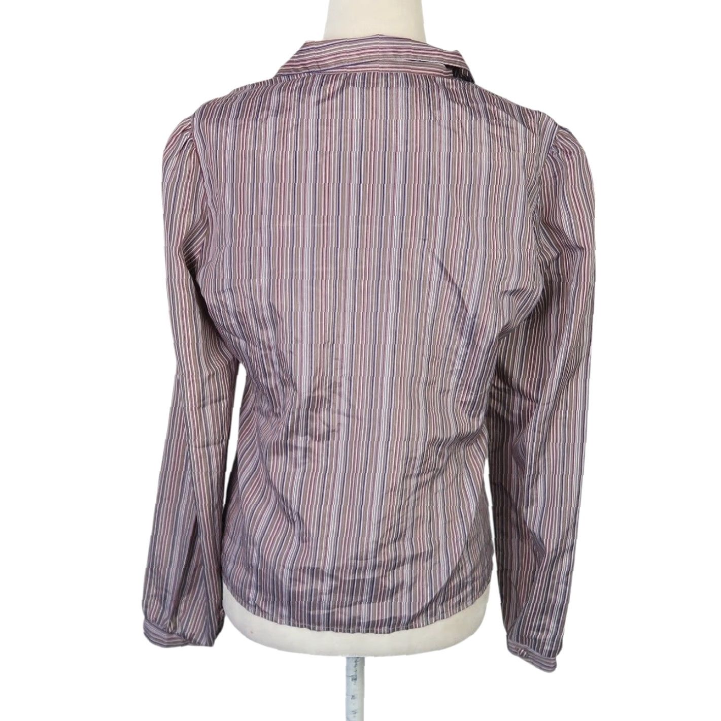 Vintage VINTAGE Jonathan Martin Grey Pinstripe Button Down Blouse Top 10 Adult Womens Long Sleeve 70s Size L / US 10 / IT 46 - 4 Thumbnail
