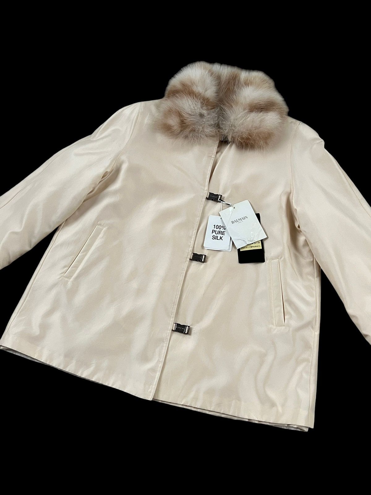 Balmain Vintage 90s Balmain Reversible Fur Silk Coat Size M / US 6-8 / IT 42-44 - 5 Thumbnail
