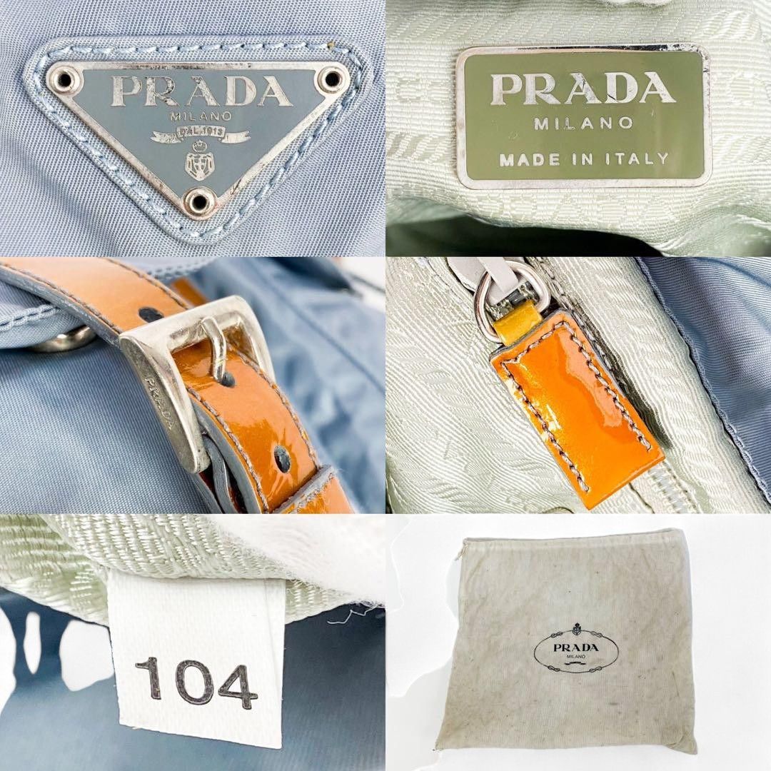 Prada Prada - Light Blue Nylon Leather Backpack Rucksack Size ONE SIZE - 10 Thumbnail