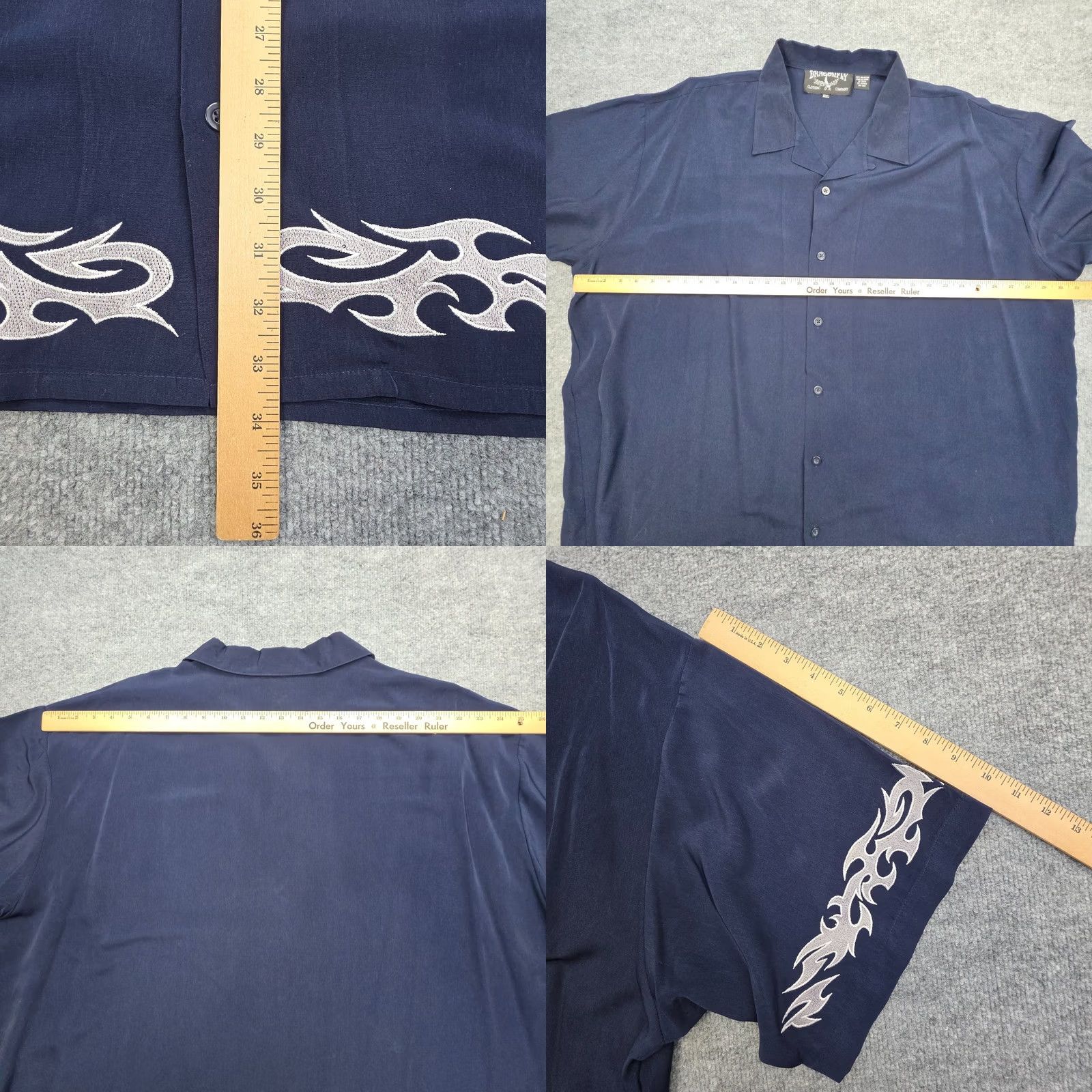 Vintage VINTAGE Dragonfly Shirt Men's 3X Blue Button Up Shirt Dragon Flames Biker Y2K Punk Size US XXL / EU 58 / 5 - 8 Thumbnail