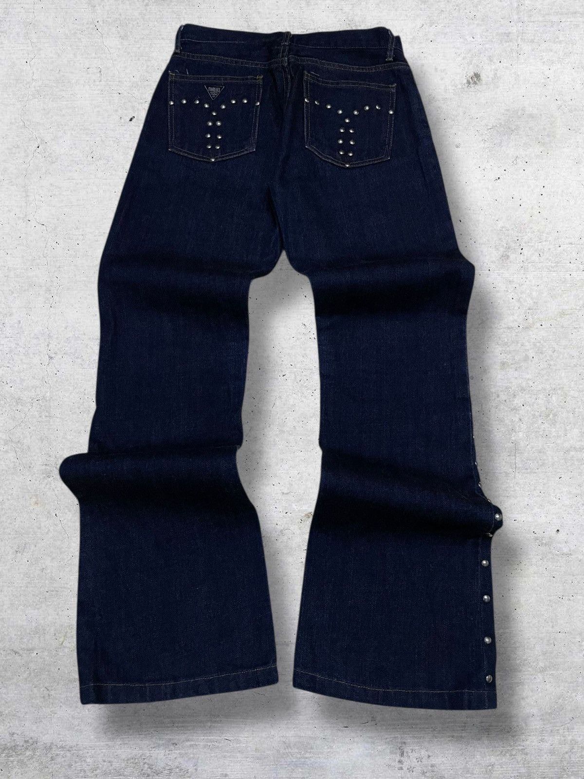 Tornado Mart VINTAGE FIORUCCI 90S DESIGNER OG STUDDED FLARED DENIM STYLE Size US 26 / EU 42 - 8 Thumbnail