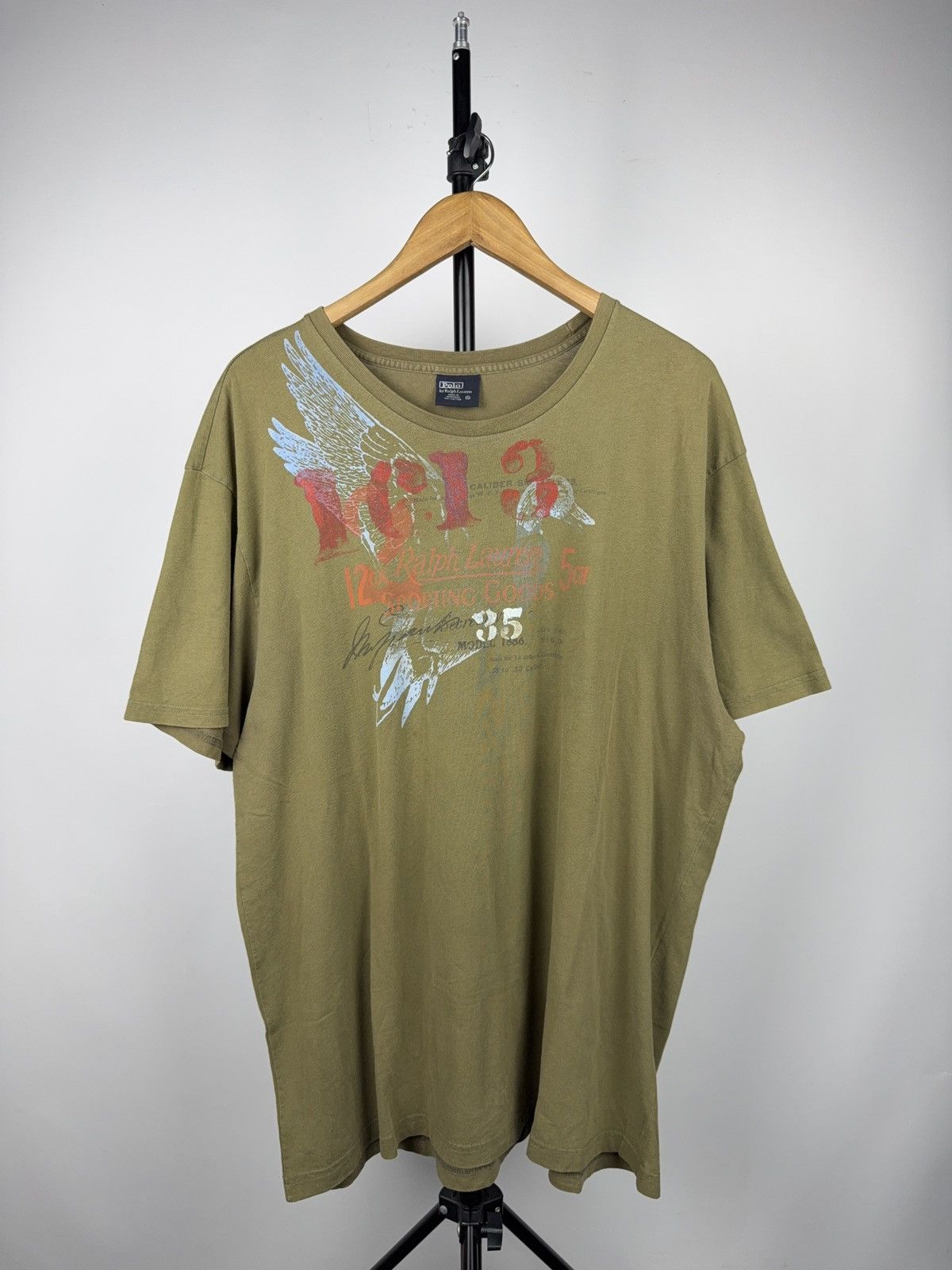 Polo Ralph Lauren 90s Polo Ralph Lauren Olive Vintage Graphic Eagle Tee XL Size US XL / EU 56 / 4 - 1 Thumbnail
