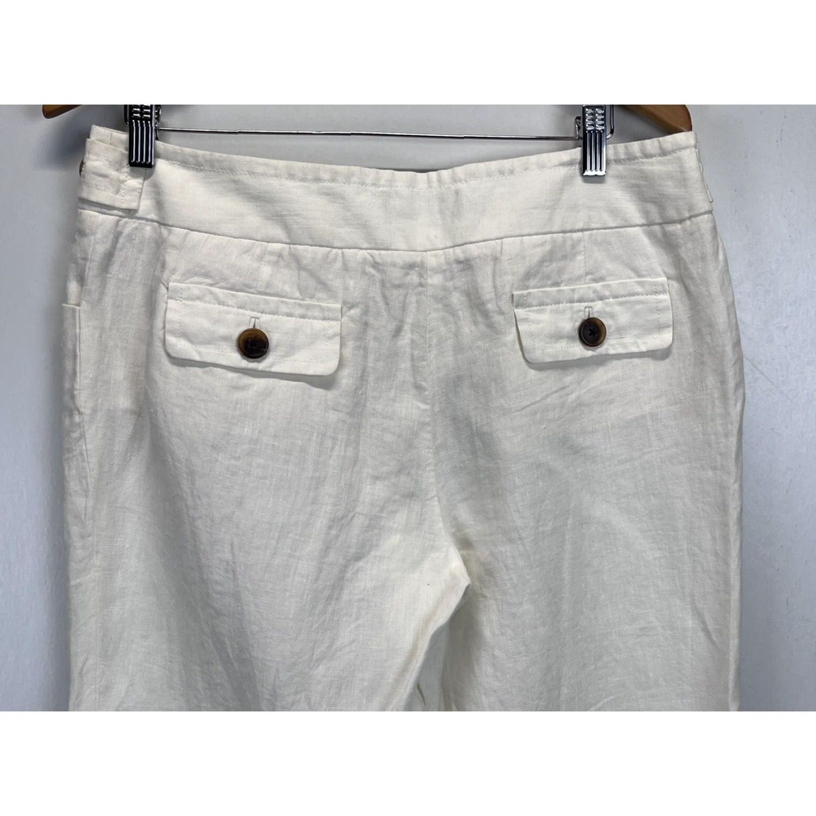 J.Crew J. CREW X BAIRD MCNUTT Ladies Linen Wide-Leg Pants Size 10 Ivory Flat Front Casual Travel Size 32" / US 10 / IT 46 - 4 Thumbnail